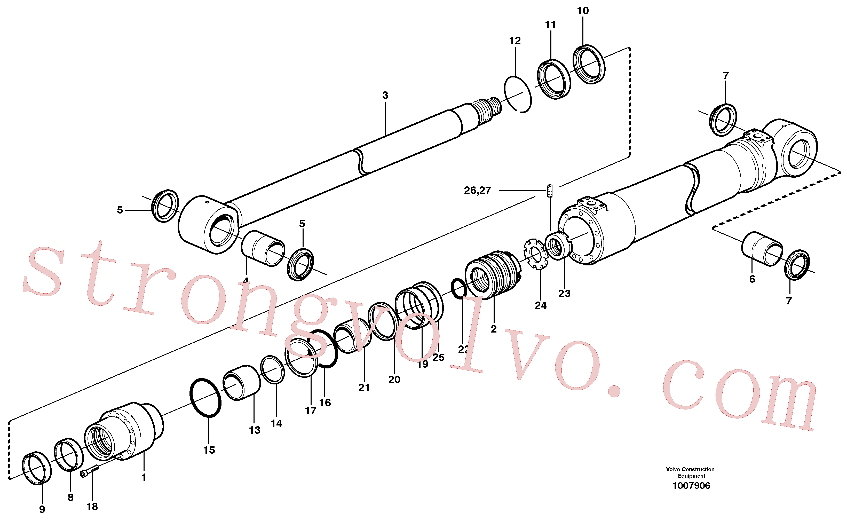 SA9567-20751 Volvo Cilindro de balde(1007906 Montagem)