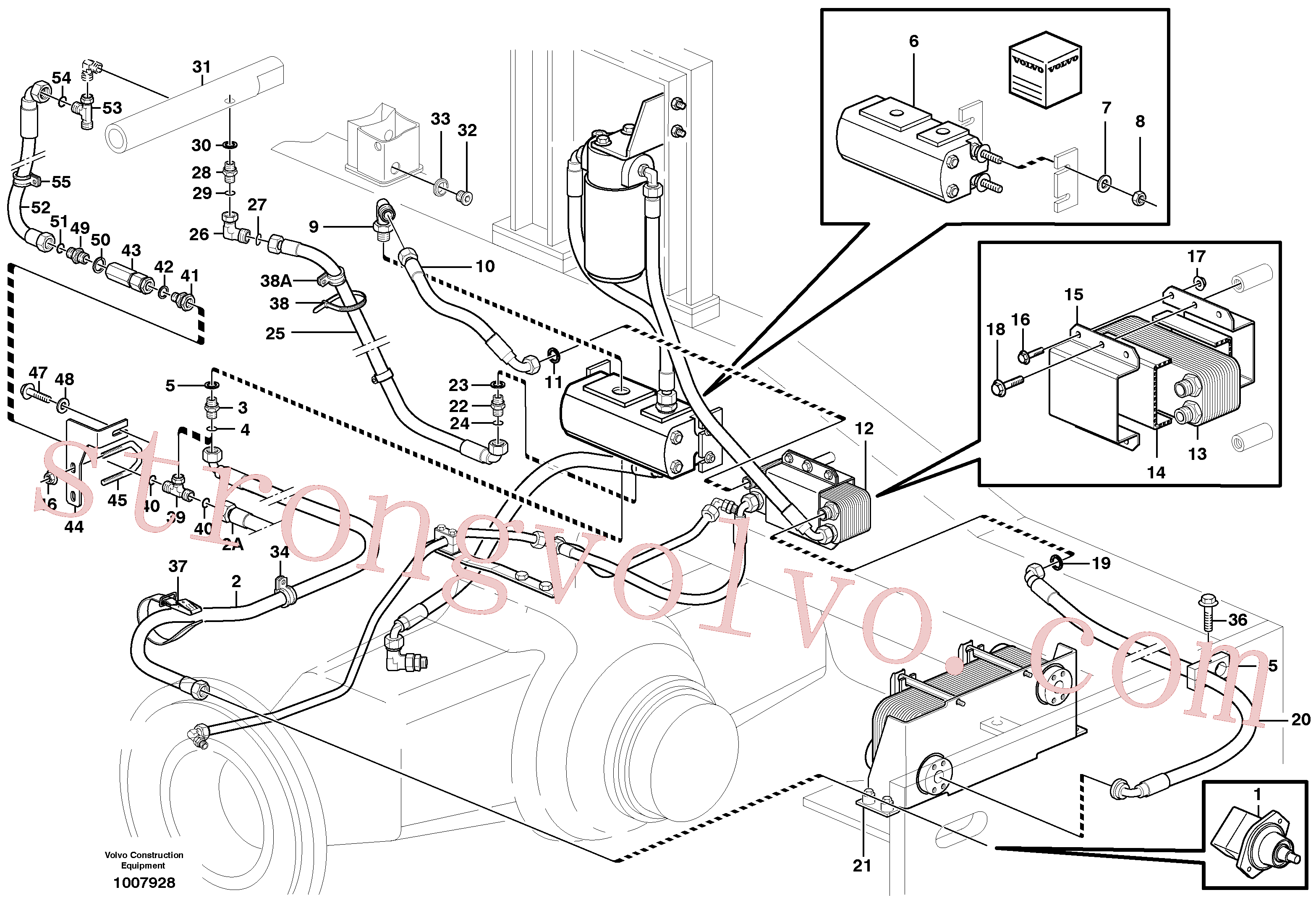VOE935877 Volvo Refrigerador de óleo, atrás, circuito do motor.(1007928 Montagem)