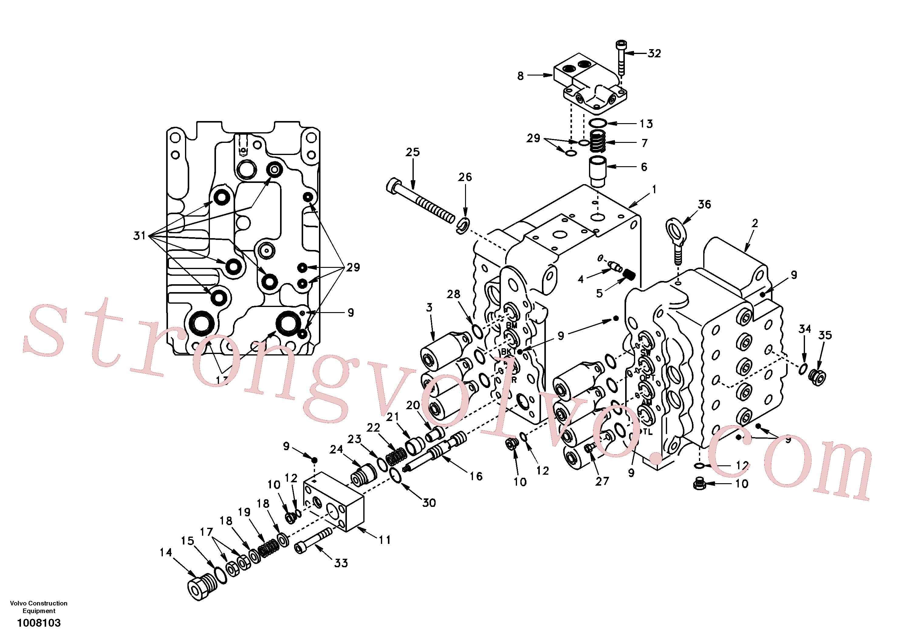 SA7273-11430 Volvo Válvula de comando com acessórios.(1008103 Montagem)