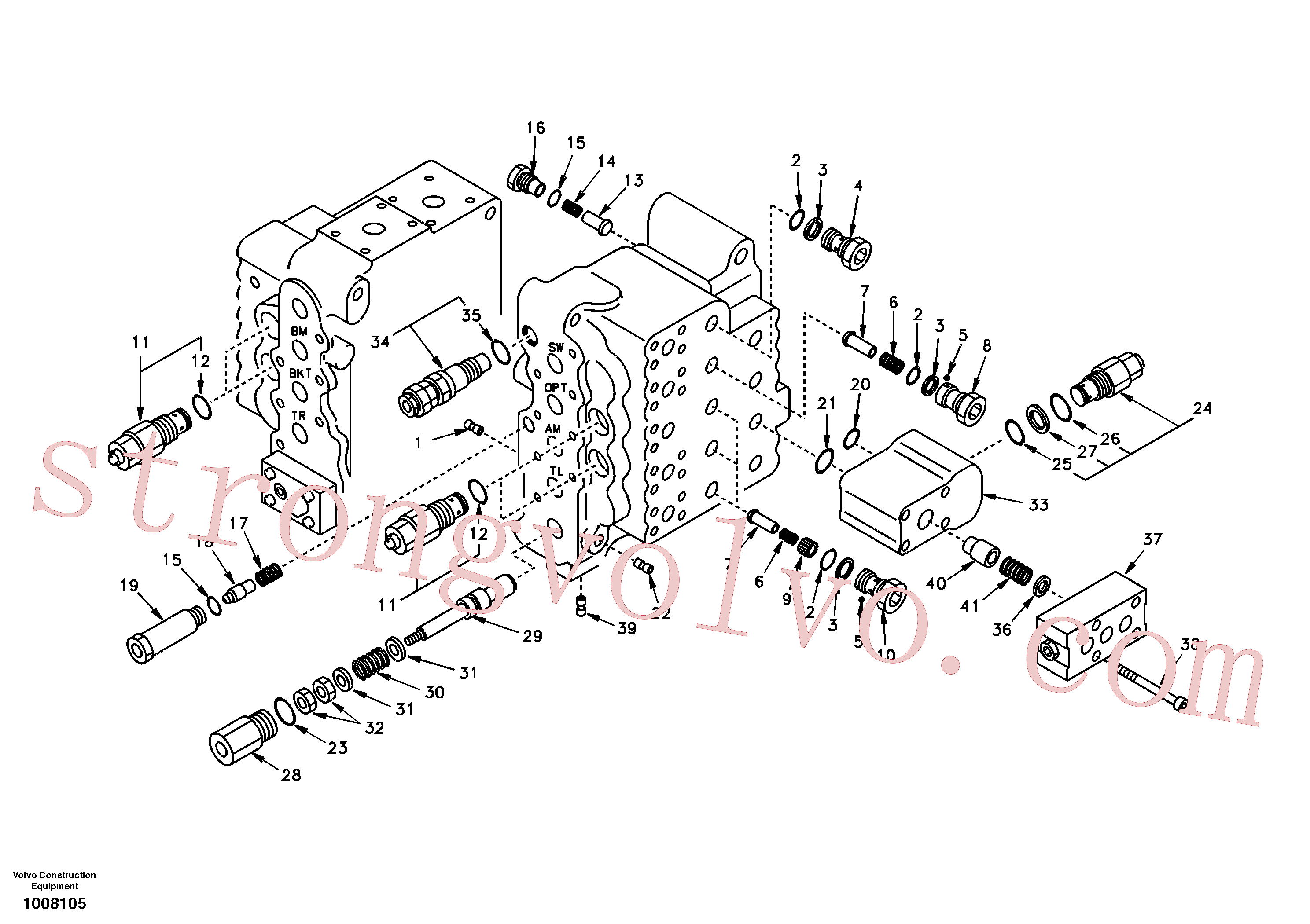 SA7271-11040 Volvo Válvula de comando, válvula de alívio e suspensão do braço de afundamento(1008105 Montagem)