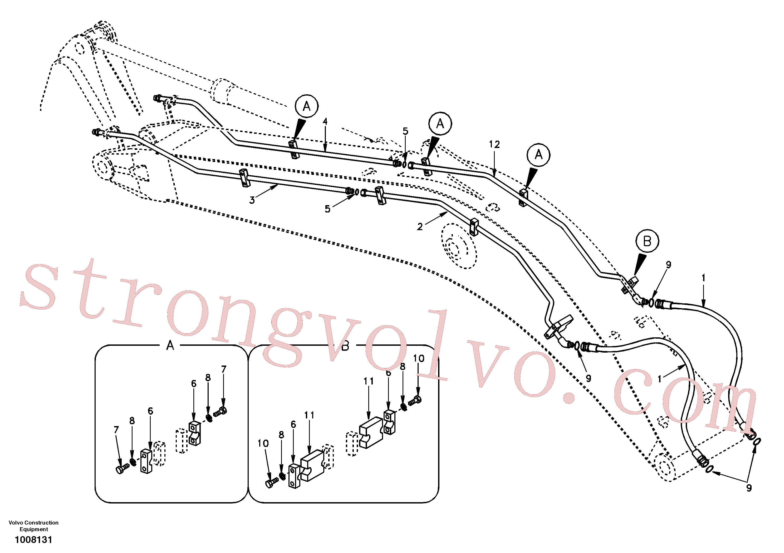 SA9372-32850 Volvo Hidráulica de serviço, martelo e cortador para lança(1008131 Montagem)