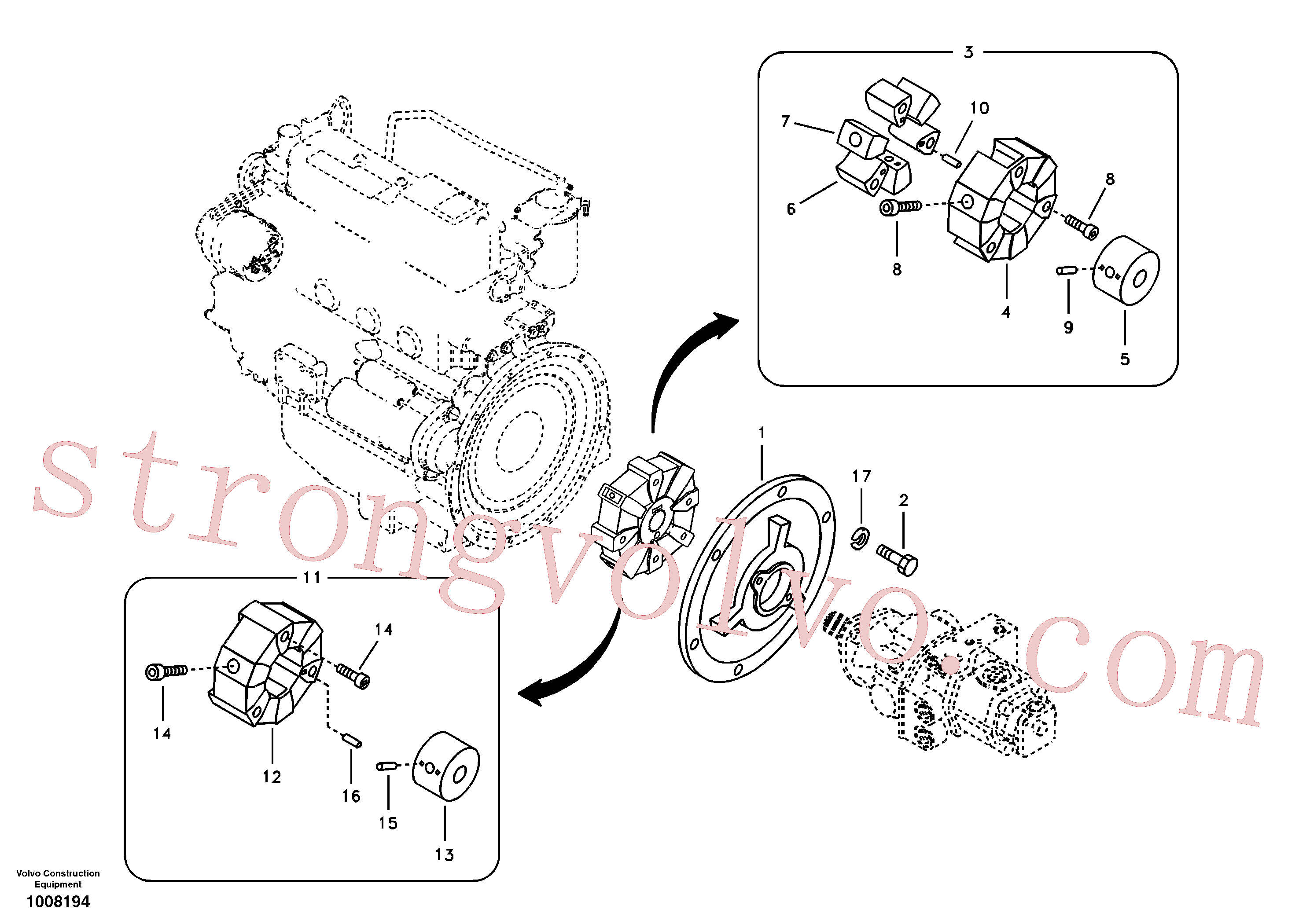 SA1112-30470 Volvo Caixa de engrenagens da bomba com peças de montagem(1008194 Montagem)