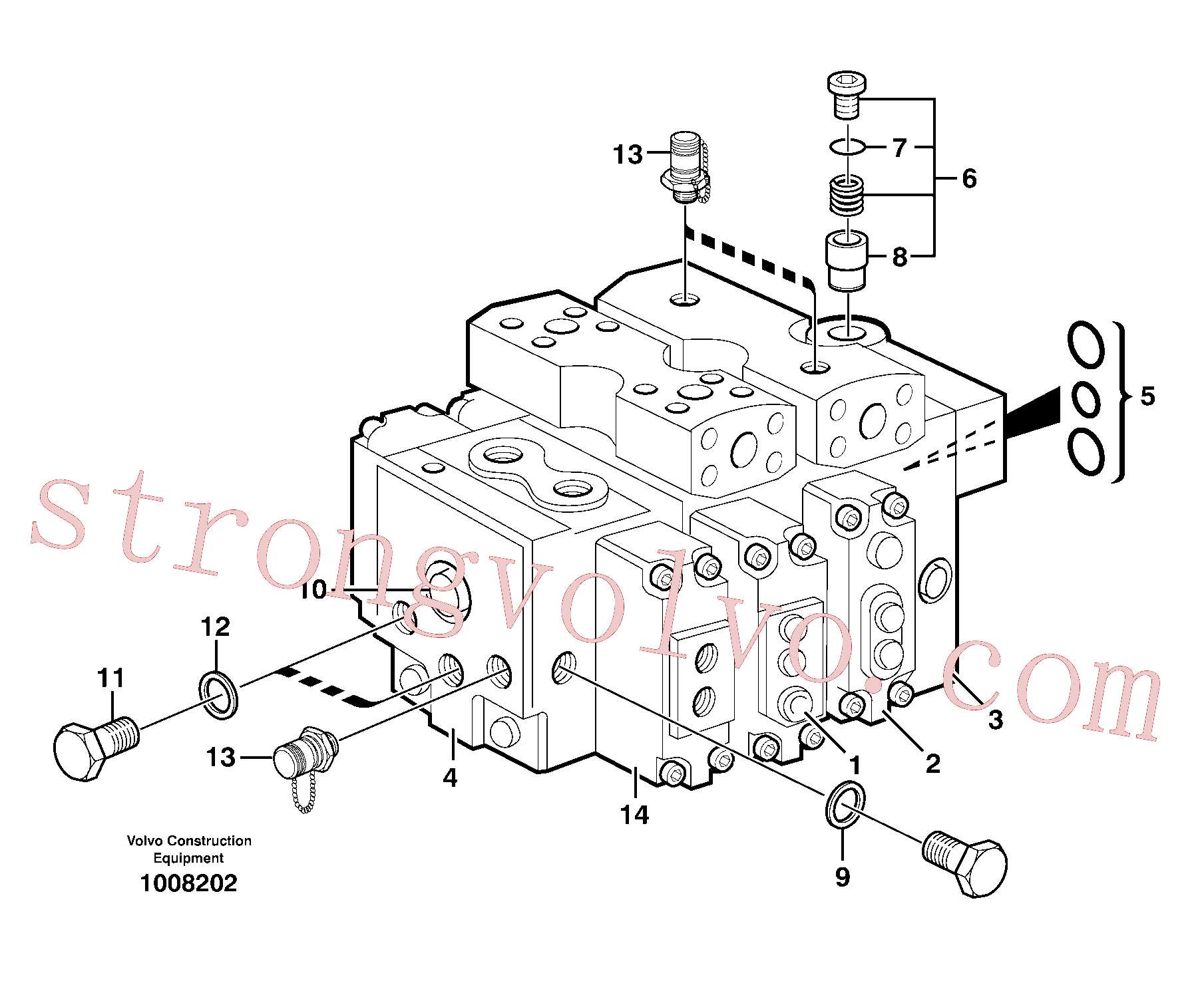 VOE13960213 Volvo Válvula de comando(1008202 Montagem)