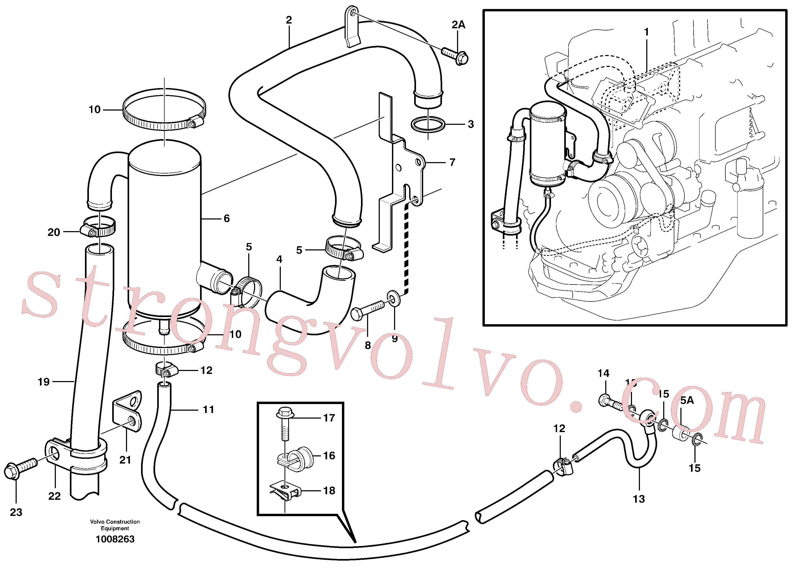 VOE955541 Volvo Ventilação do cárter(1008263 Montagem)