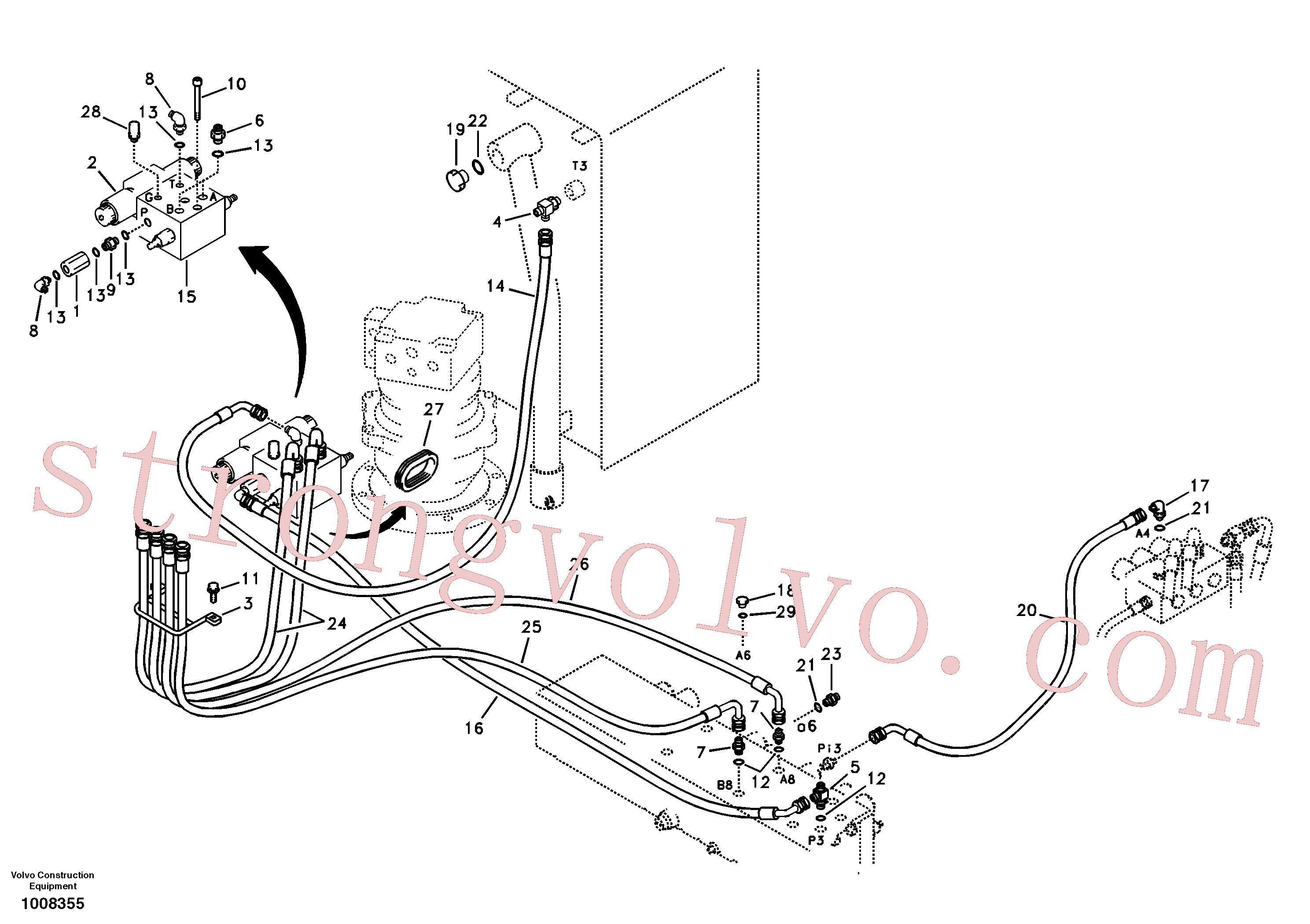 SA9411-96100 Volvo Hidráulica de serviço, sistema de mandíbulas no topo(1008355 Montagem)