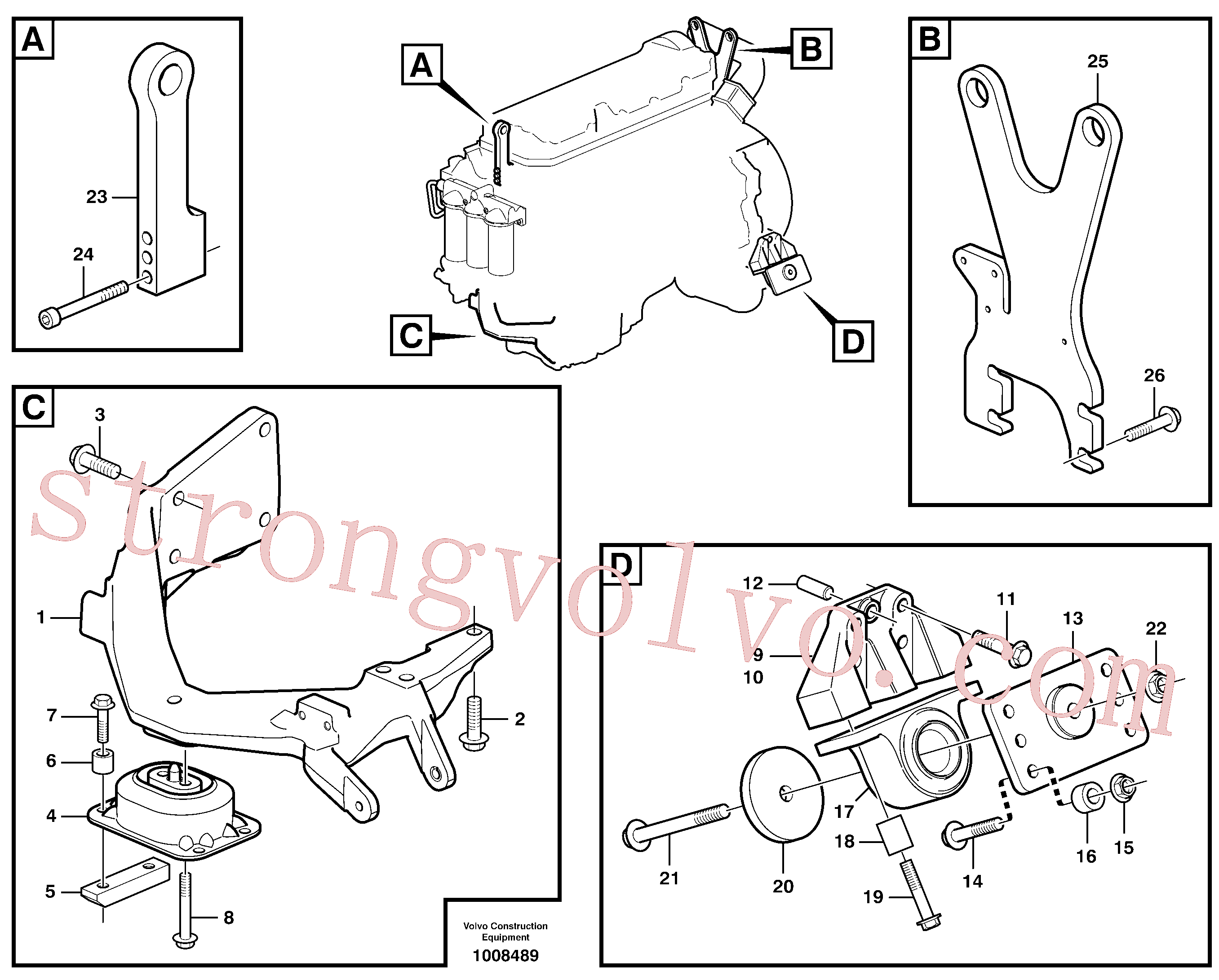 VOE975126 Volvo Suporte do motor(1008489 Montagem)