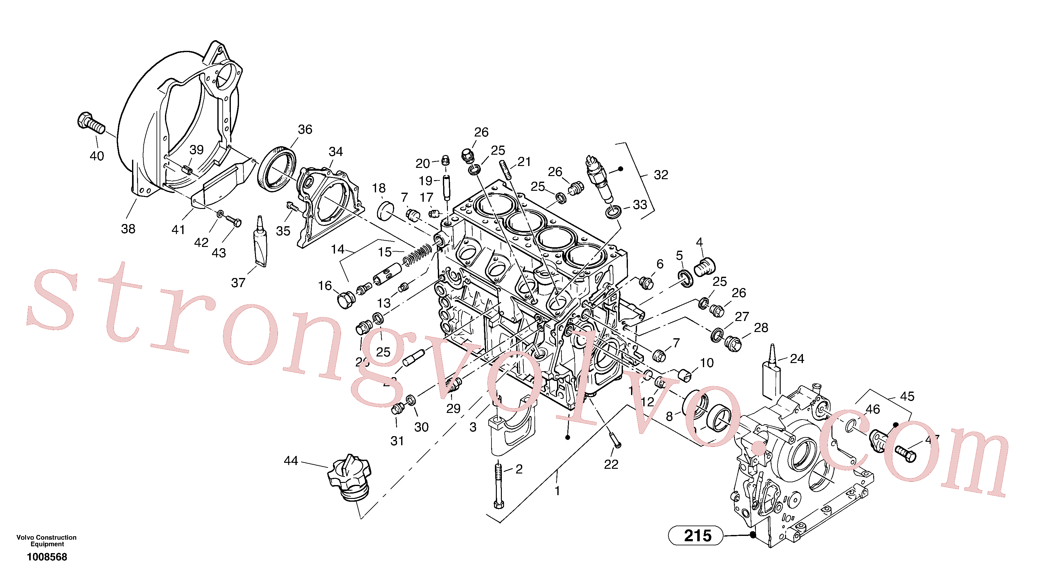 VOE20459941 Volvo Alojamento do motor(1008568 Montagem)