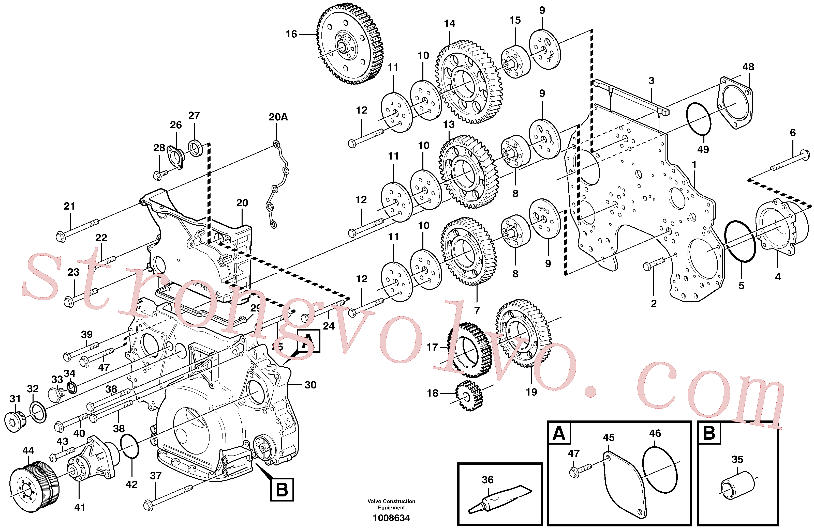 VOE13949736 Volvo Carretos e caixa da engrenagem de distribuição(1008634 Montagem)