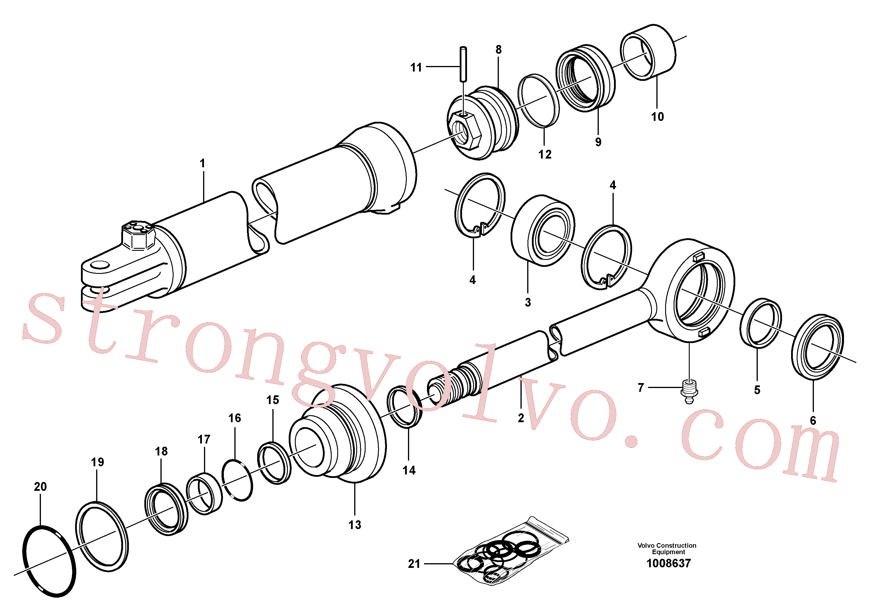 VOE11043006 Volvo Cilindro hidráulico(1008637 Montagem)