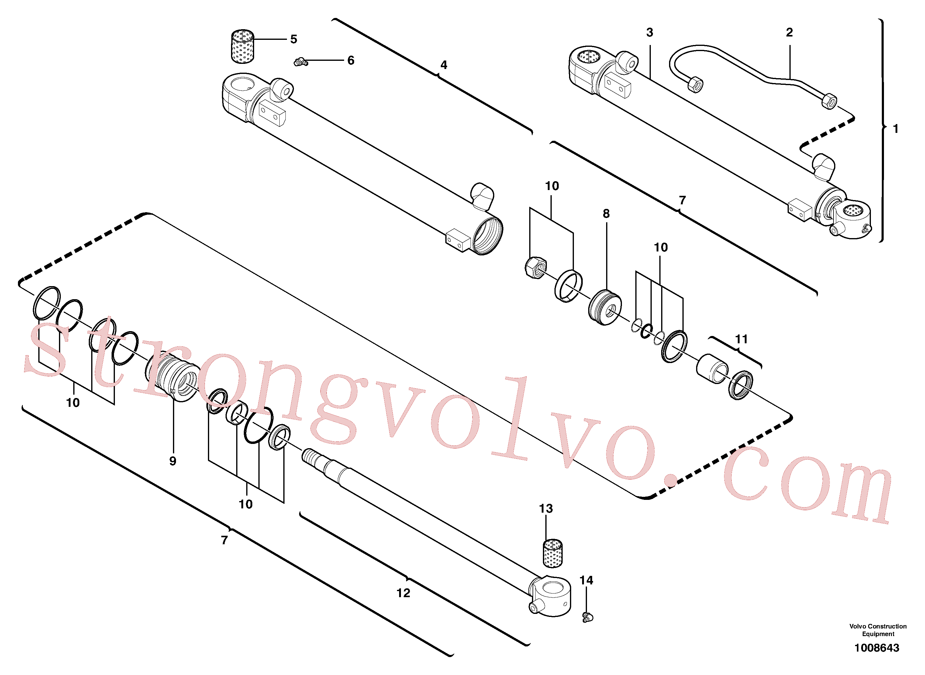 VOE11988466 Volvo Cilindro da lança(1008643 Montagem)