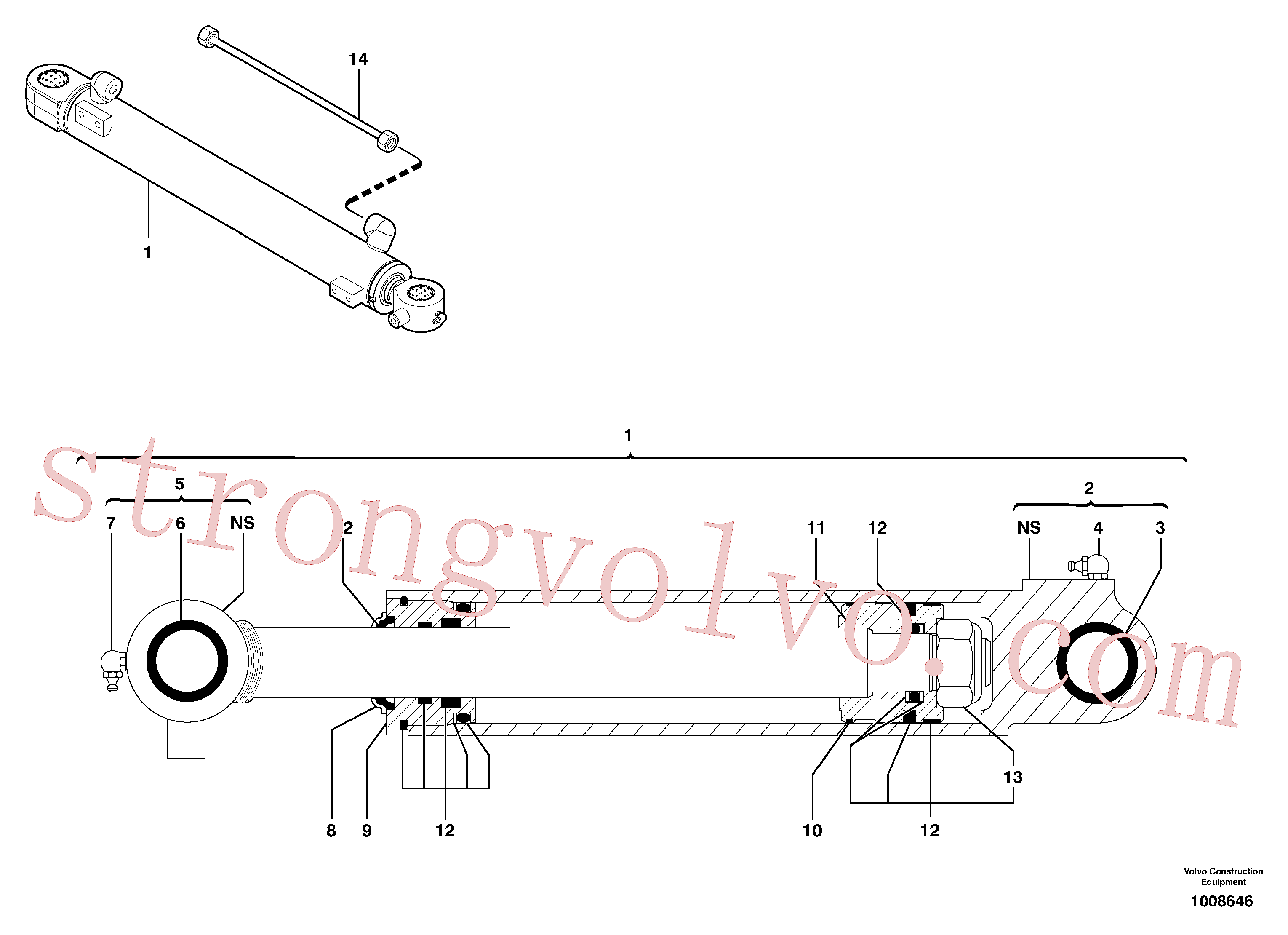 Atacado PJ5930234 Cylinder housing Volvo escavadeira