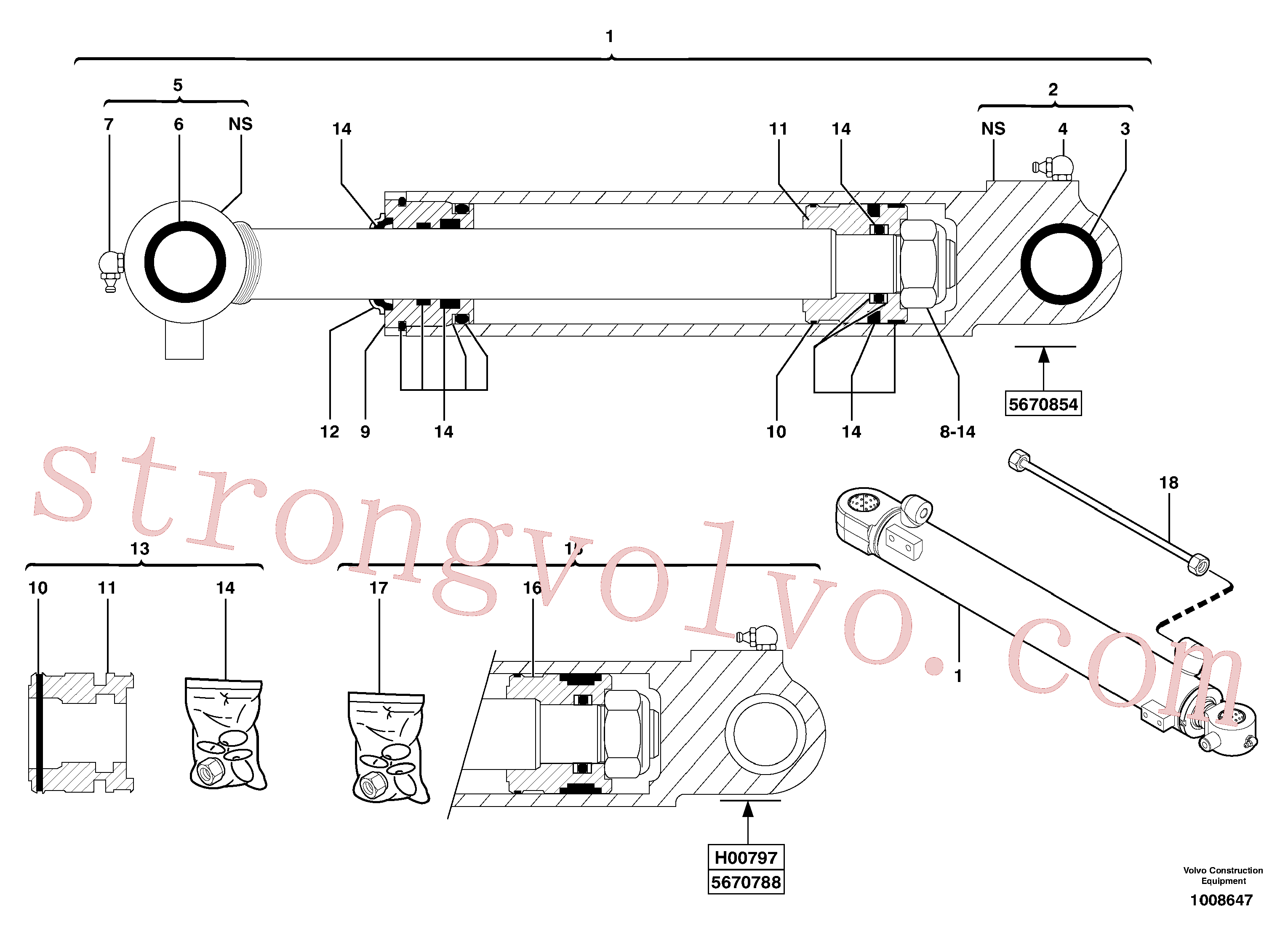 China Made PJ5940275 Piston rod Volvo Acessórios para escavadeira