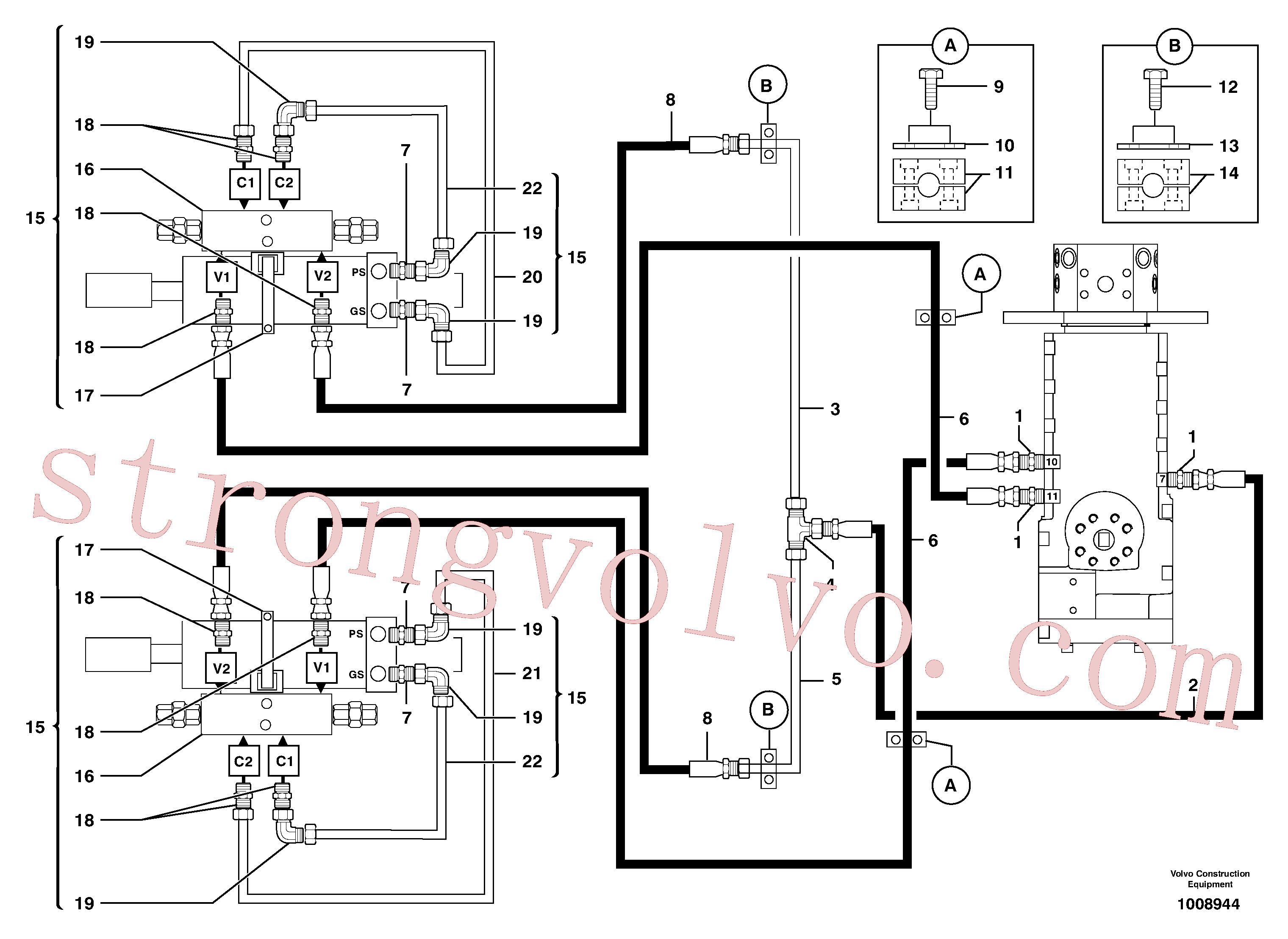 PJ4750156 Volvo Circuito hidráulico (lâmina de terraplanagem)(1008944 Montagem)