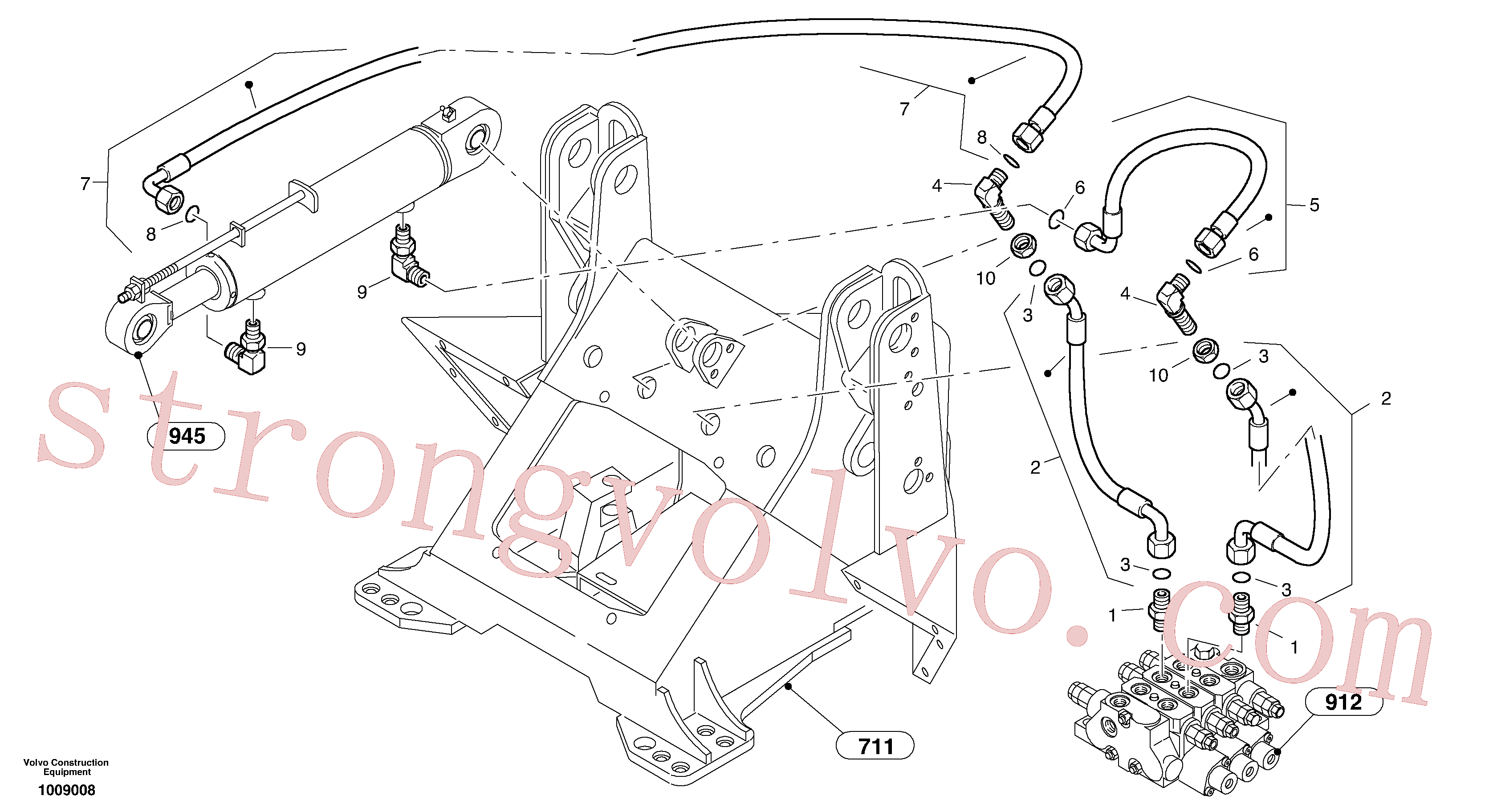 VOE11306497 Volvo Linhas hidráulicas - hidráulico de rotação(1009008 Montagem)