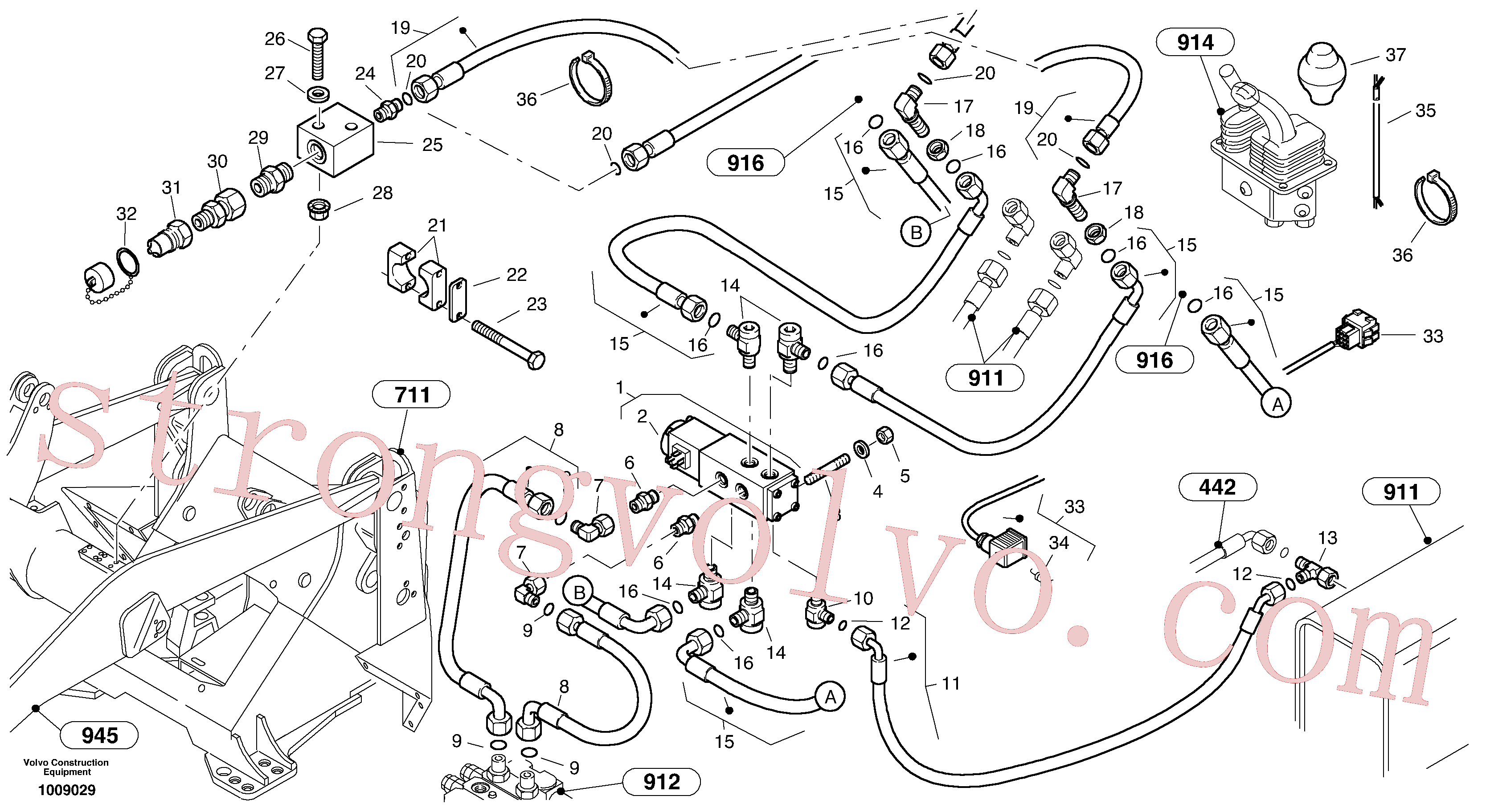 VOE969981 Volvo Função hidráulica - n.º 4(1009029 Montagem)