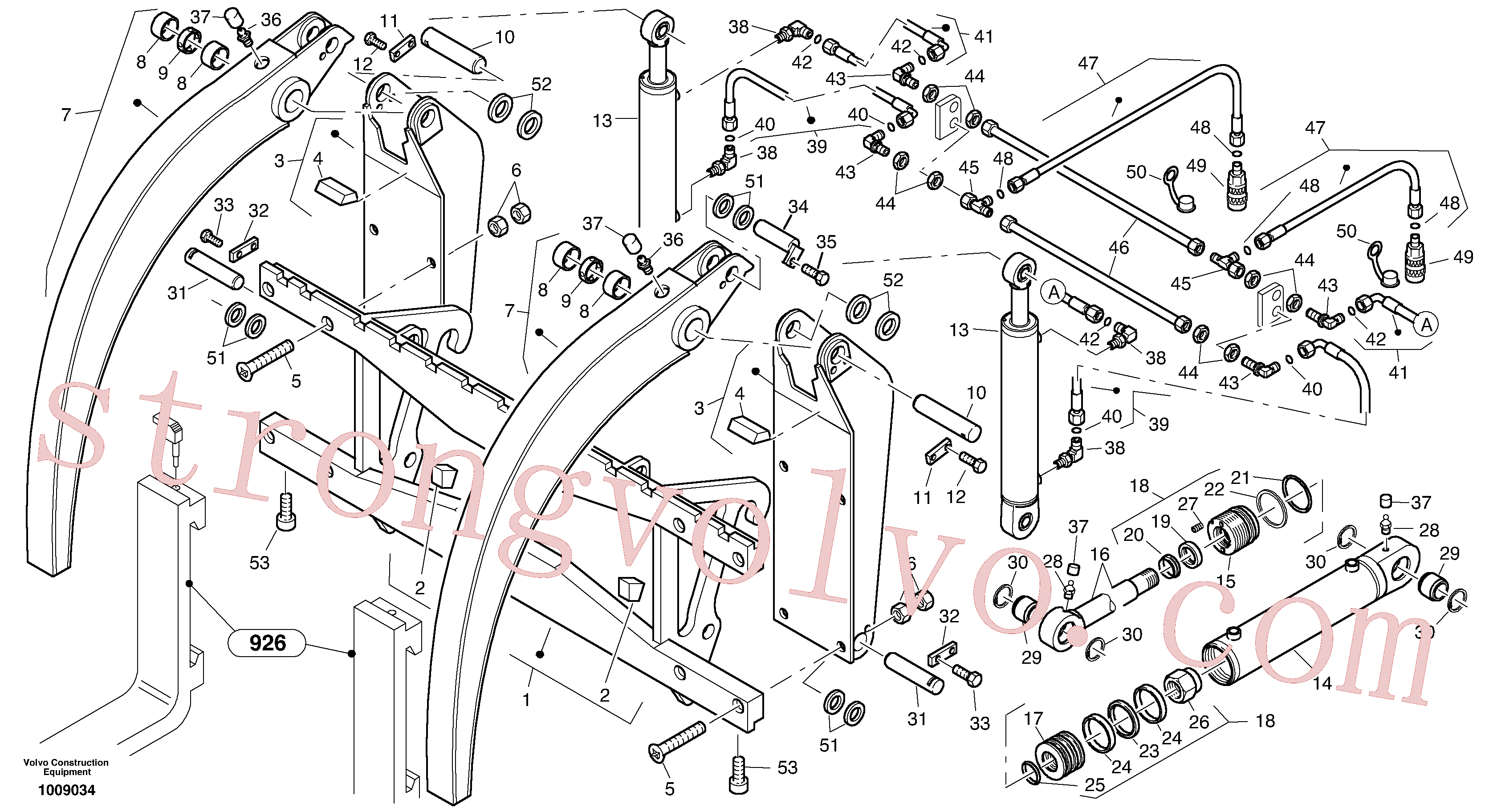 ZM2815201 Volvo Apoio do acoplamento de forquilha de empilhador com mandíbula(1009034 Montagem)