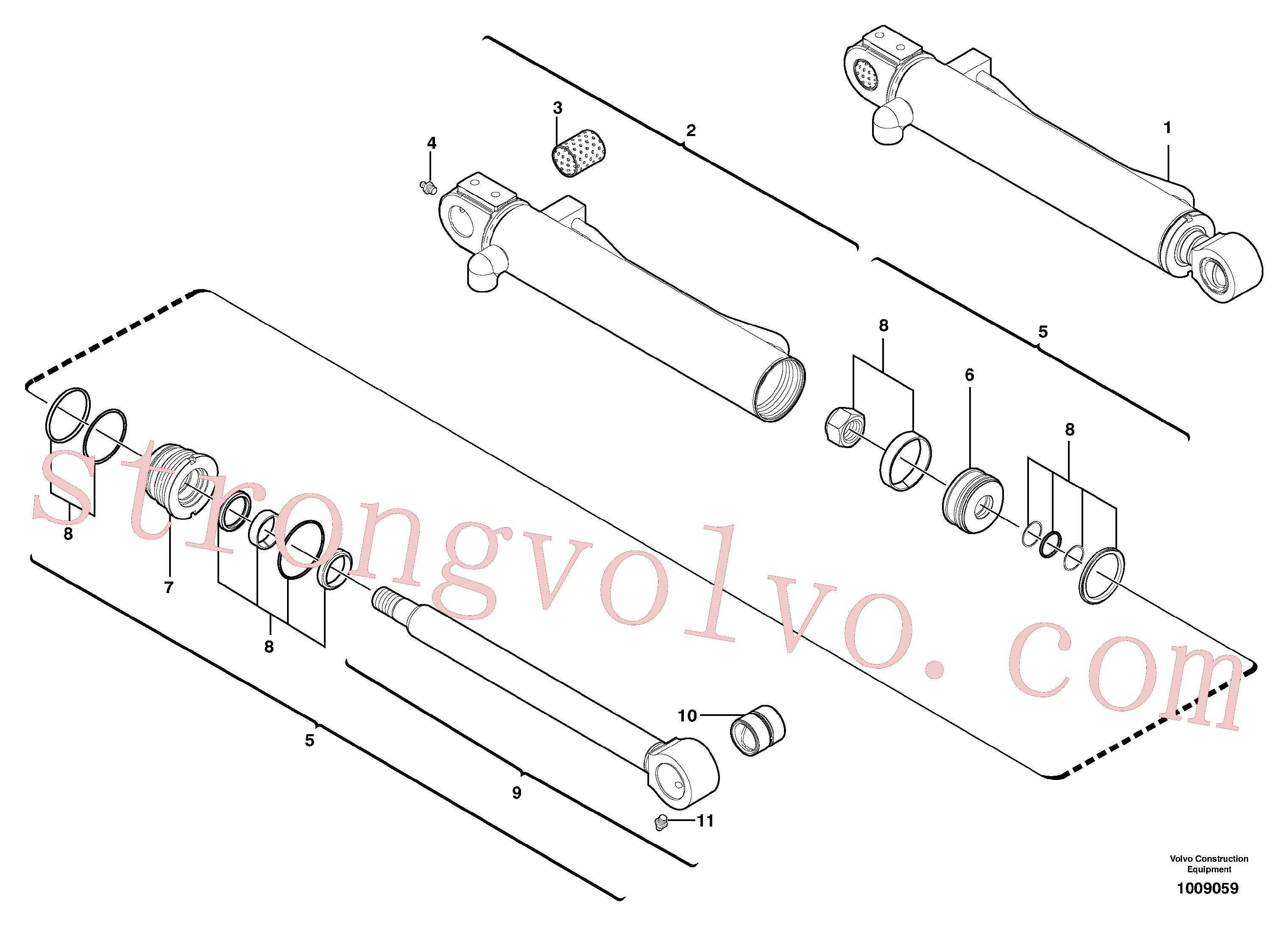 VOE11988472 Volvo Cilindro de balde(1009059 Montagem)