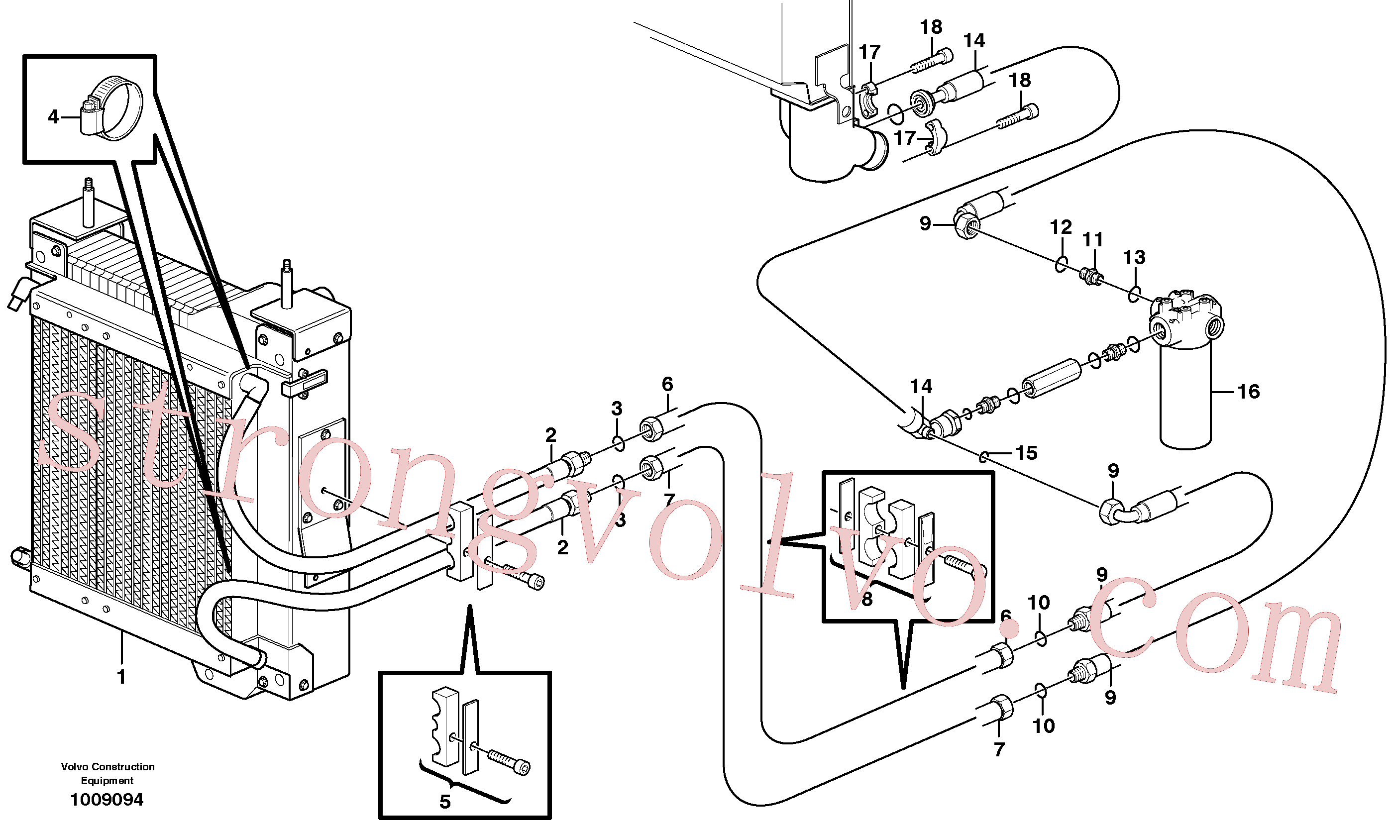 VOE967635 Volvo Refrigerador de óleo hidráulico(1009094 Montagem)