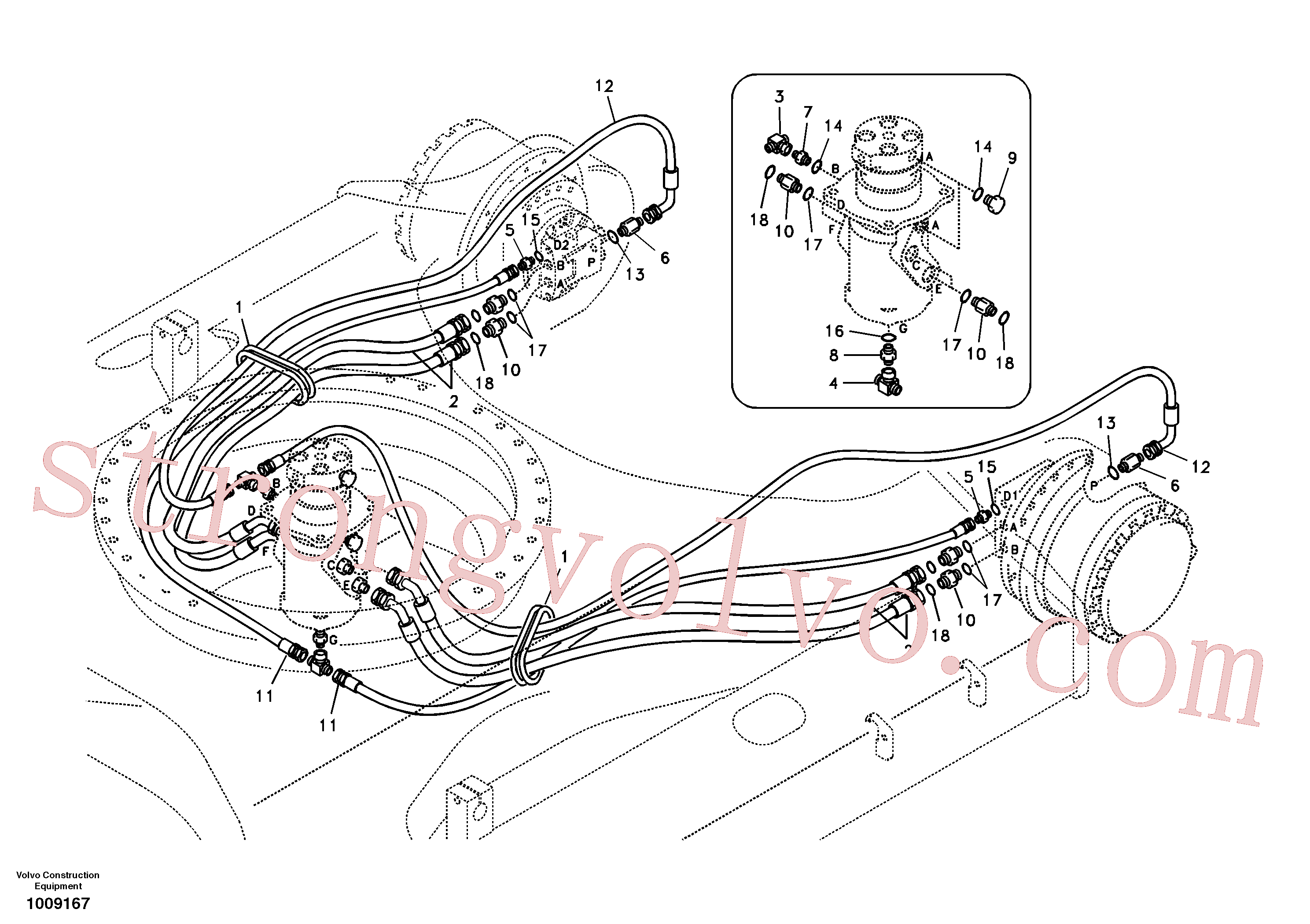 SA9402-05643 Volvo Linha da rótula, rótula ao motor de curso(1009167 Montagem)