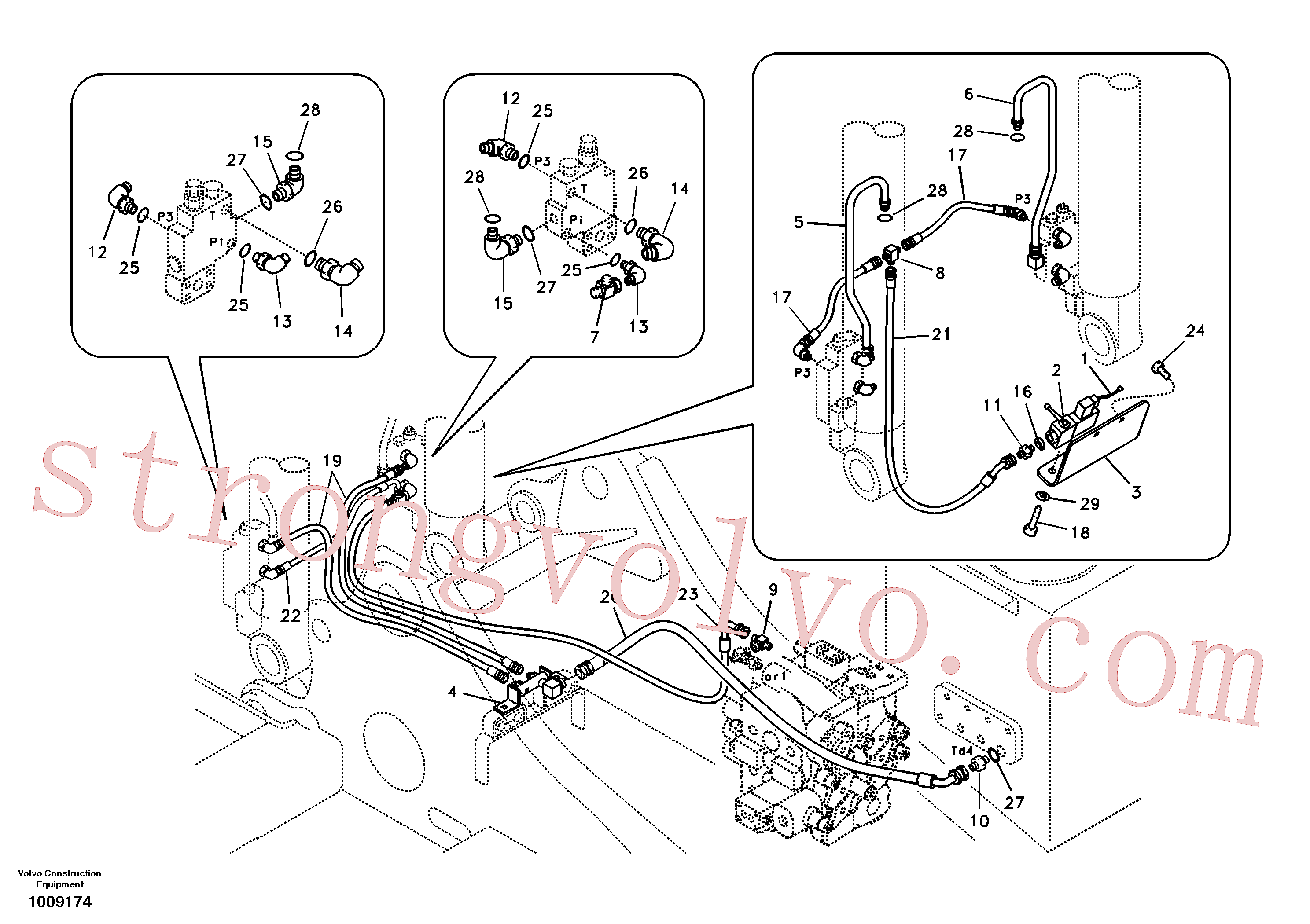 SA9451-04319 Volvo Hidráulica de serviço, ruptura da lança(1009174 Montagem)