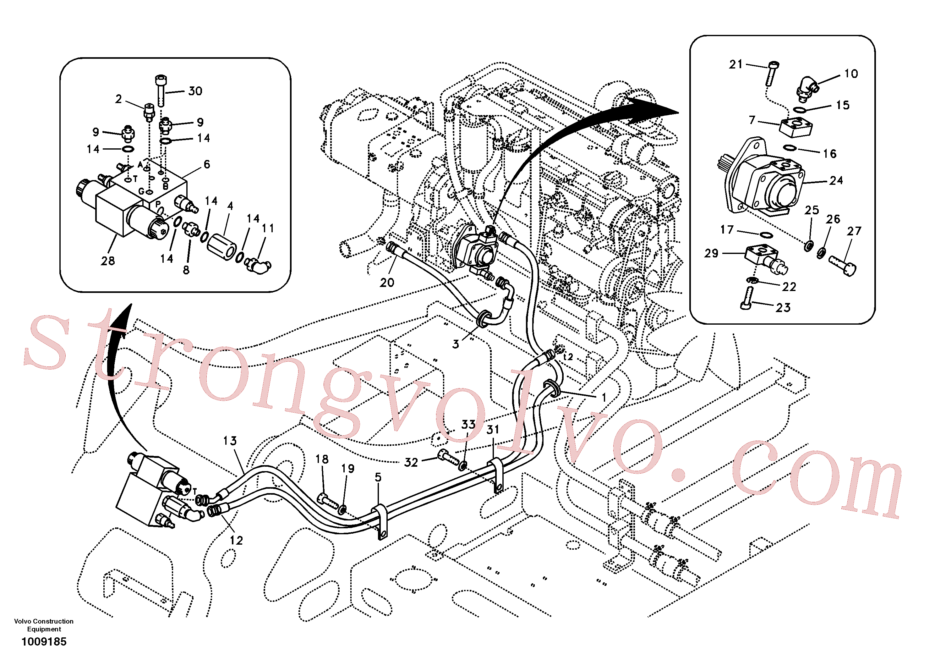 VOE14531860 Volvo Hidráulica de serviço, inclinação e rotor na estrutura superior(1009185 Montagem)
