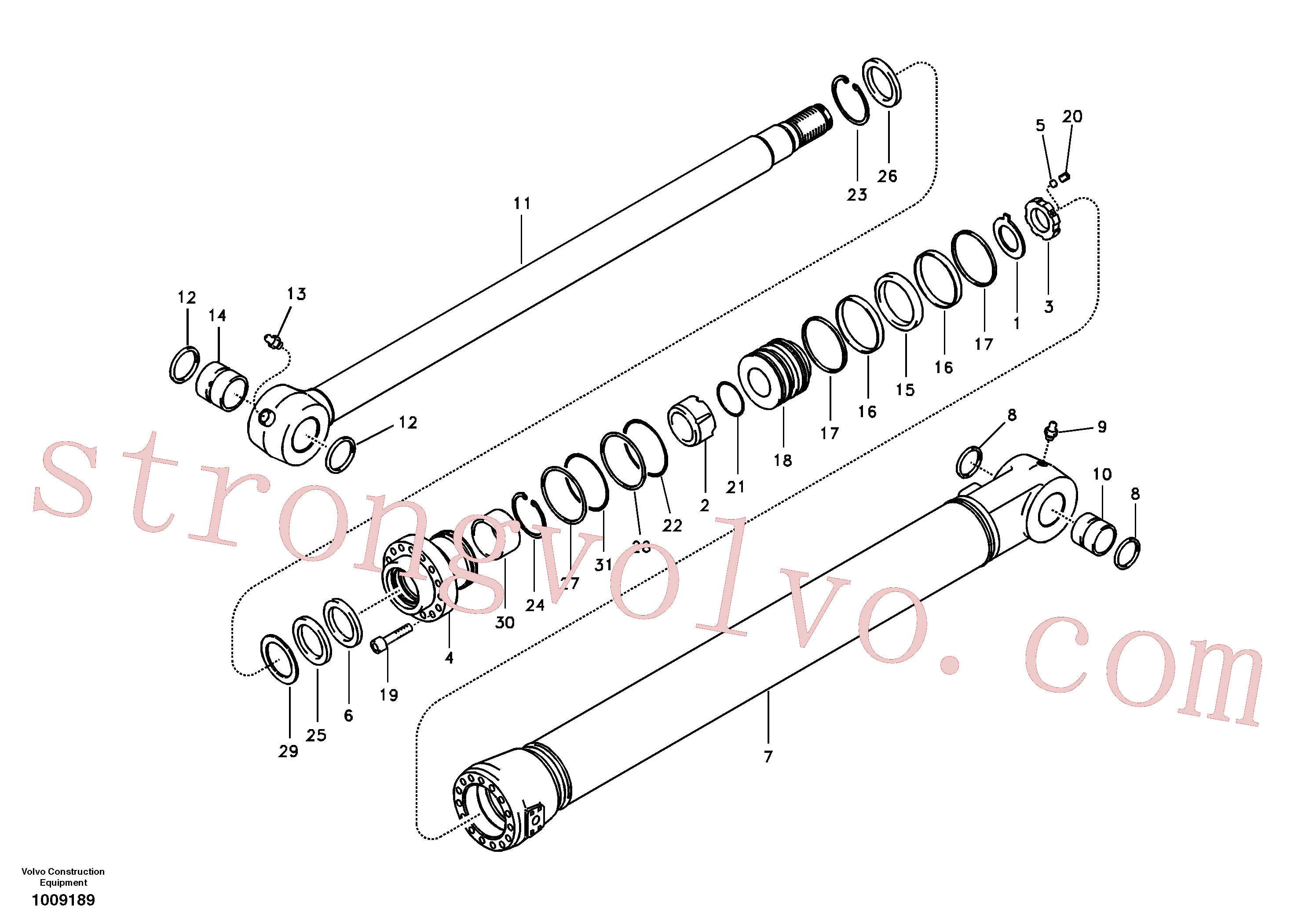 VOE14510889 Volvo Cilindro do balde, longo alcance(1009189 Montagem)