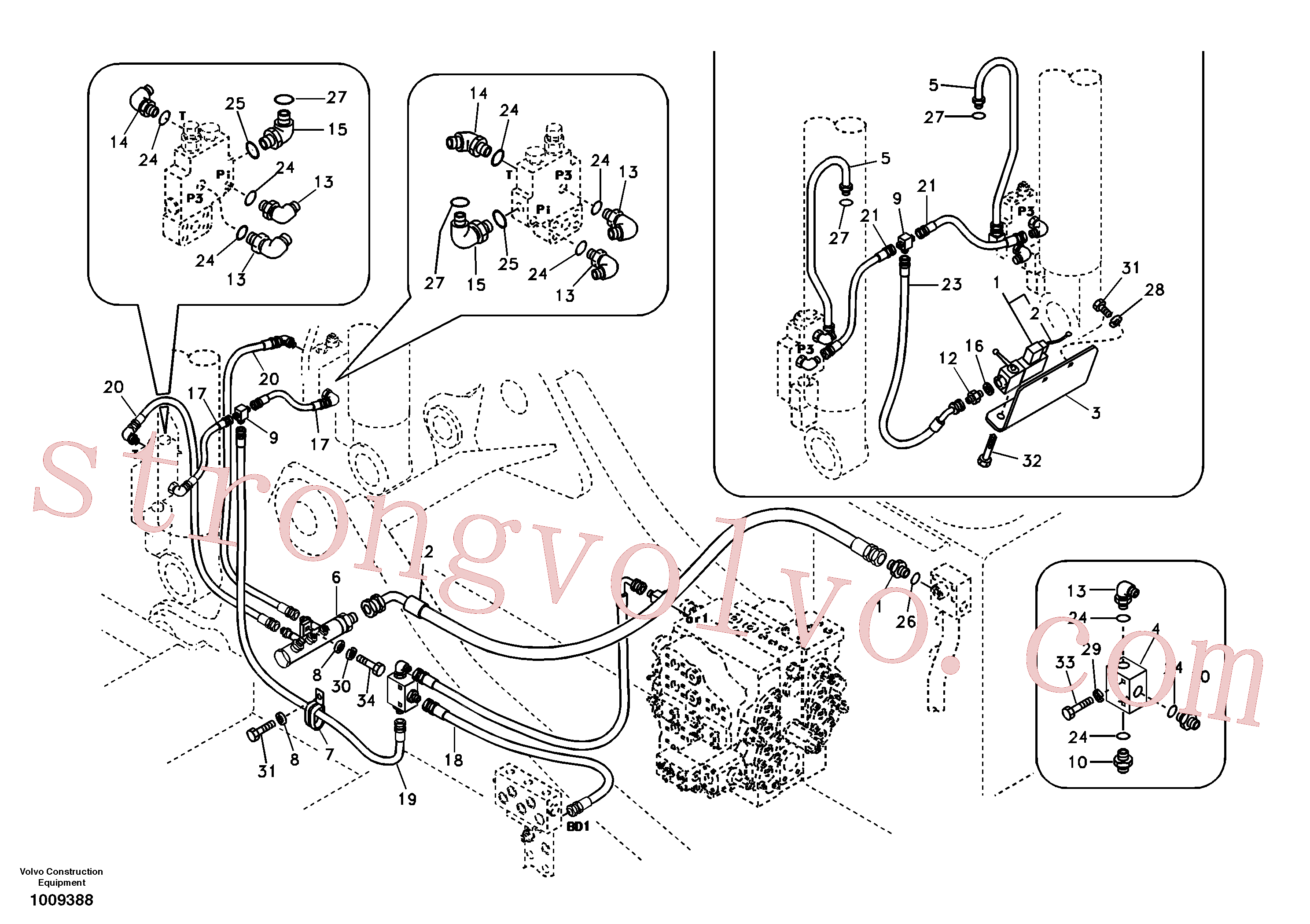 VOE14515278 Volvo Hidráulica de serviço, ruptura da lança(1009388 Montagem)