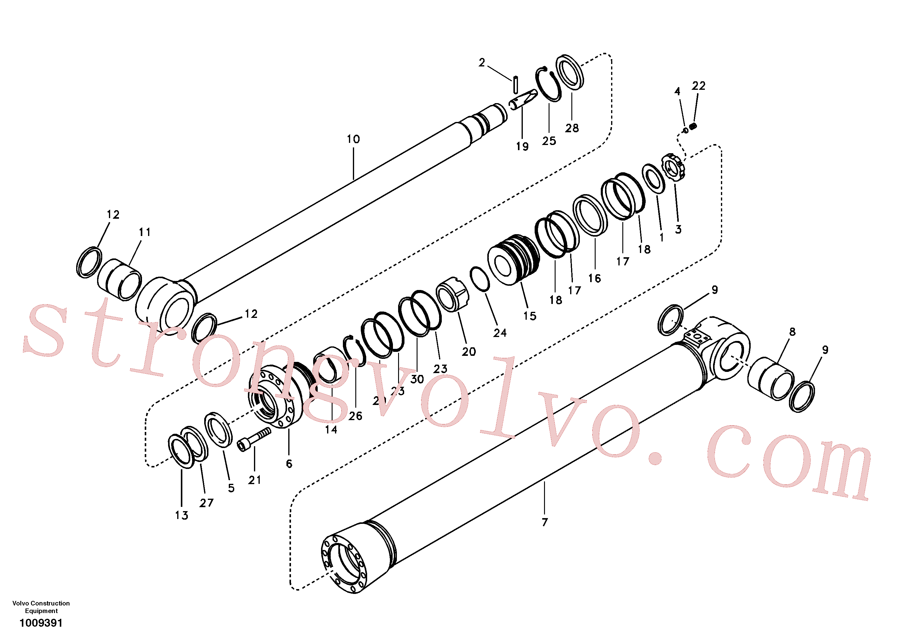 SA9612-08040 Volvo Cilindro do braço de afundamento(1009391 Montagem)