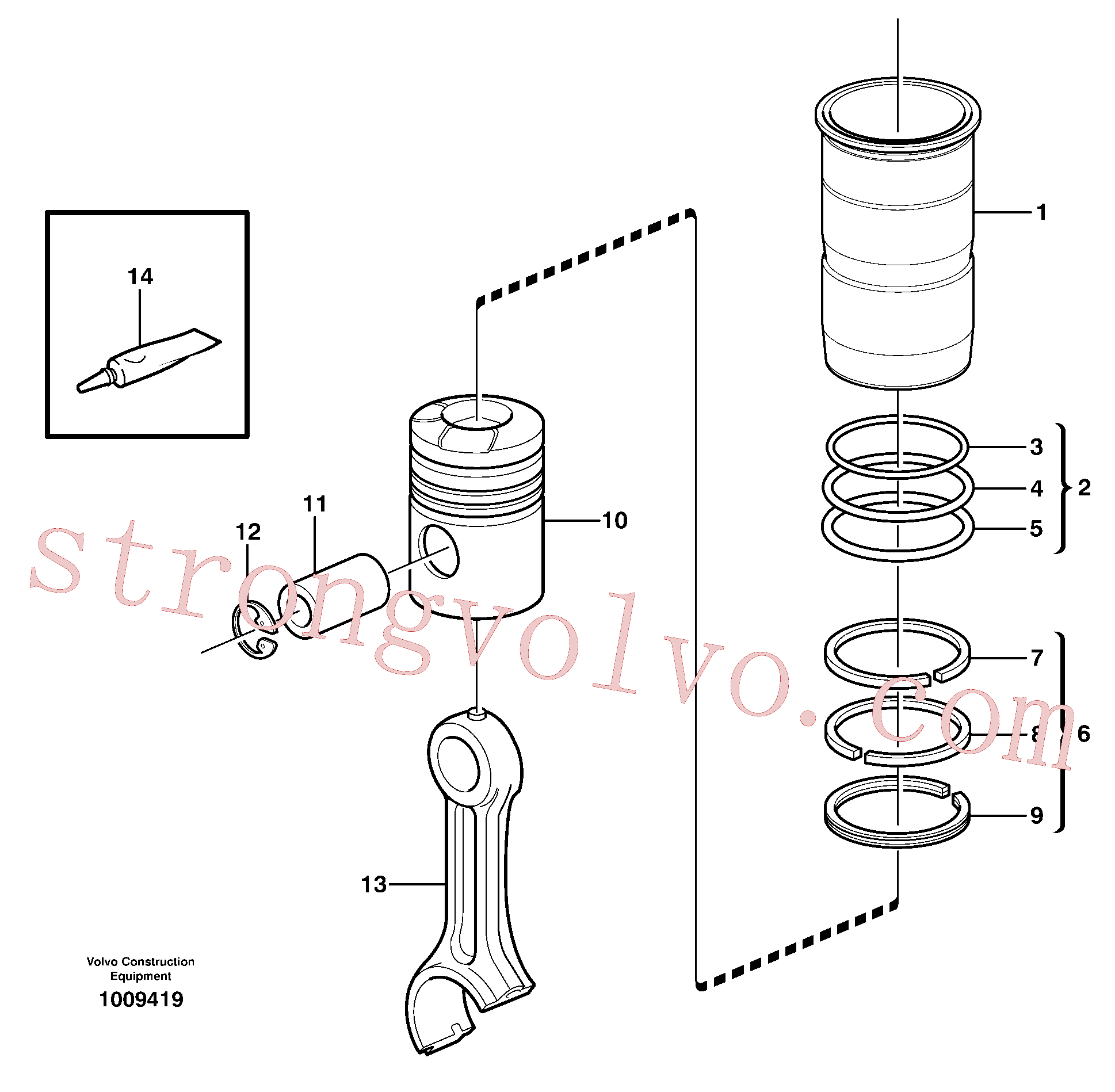 VOE914530 Volvo Camisa e pistão de cilindro(1009419 Montagem)