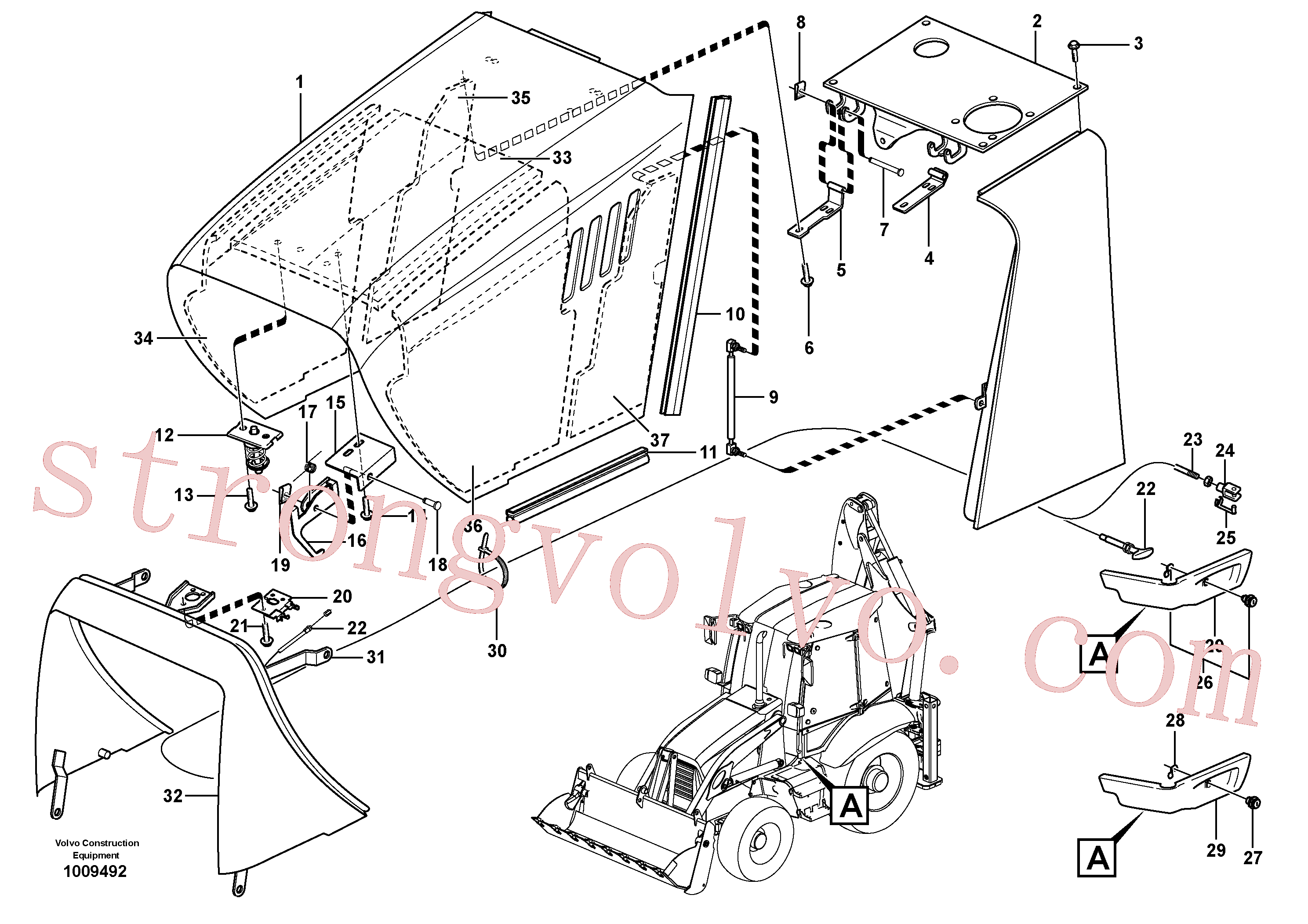 VOE943926 Volvo Capot do motor(1009492 Montagem)