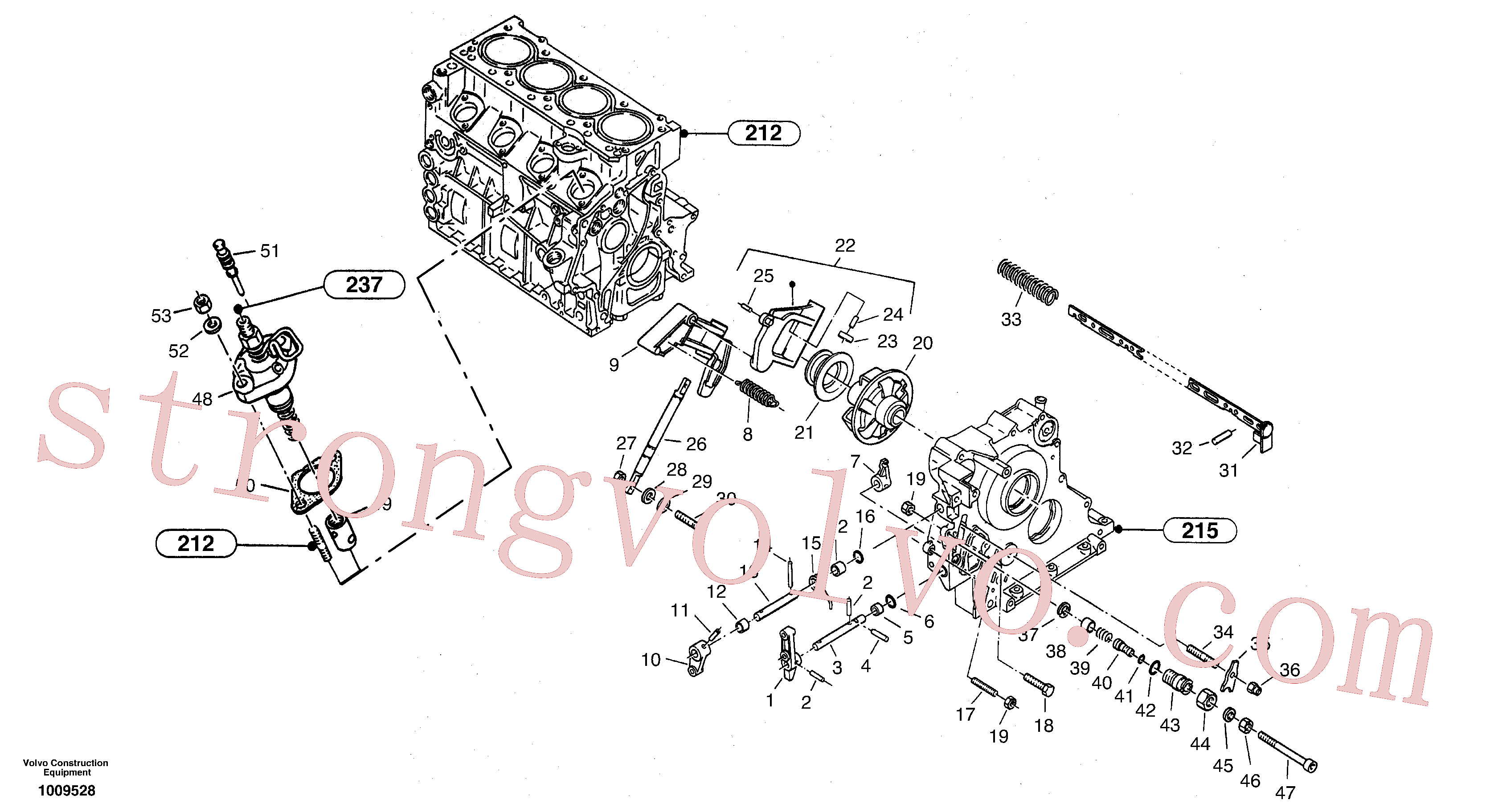 VOE914448 Volvo Regulação da velocidade - bomba de injecção do combustível(1009528 Montagem)