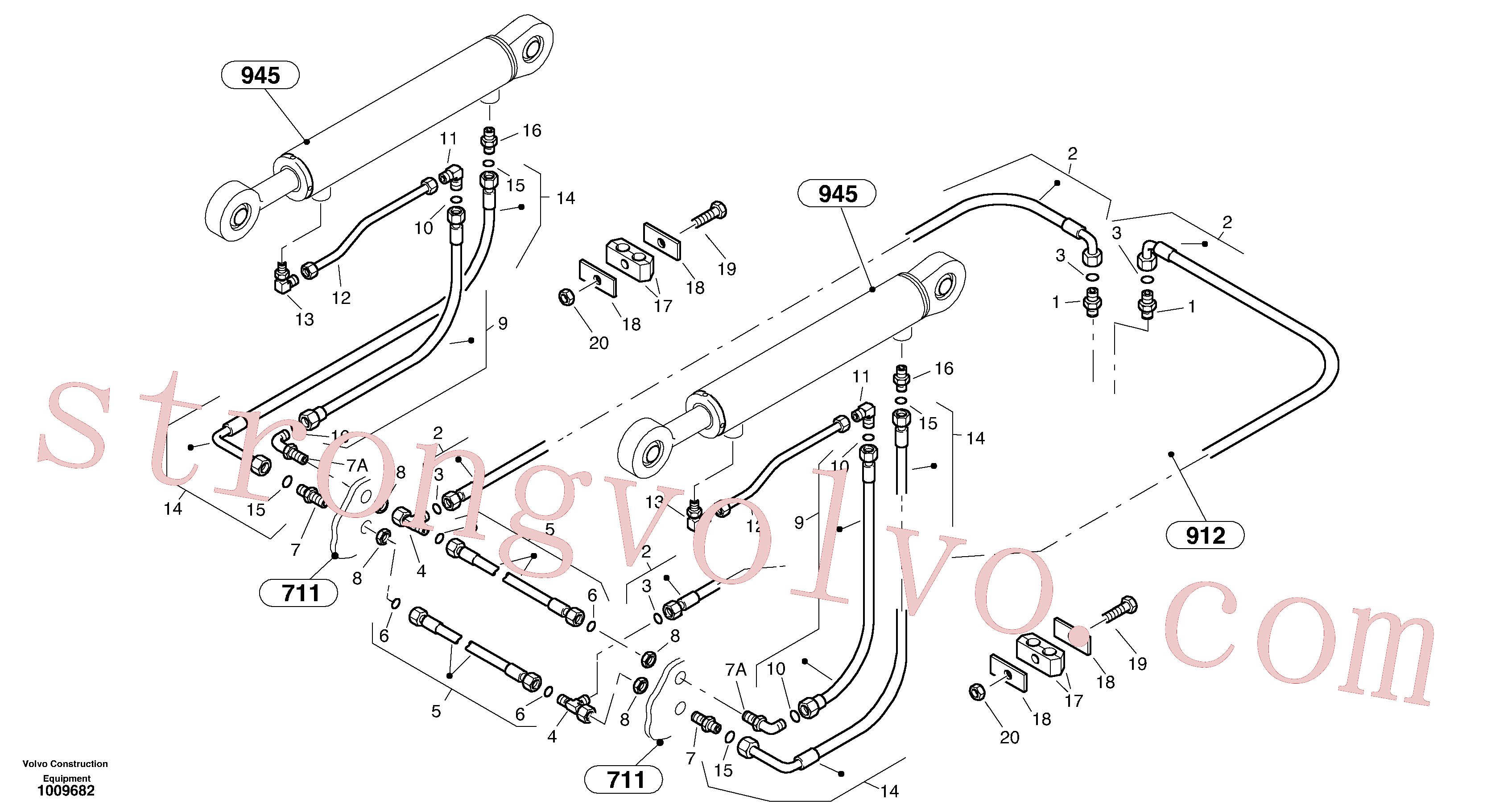 VOE2801129 Volvo Linhas hidráulicas - hidráulico de elevação(1009682 Montagem)