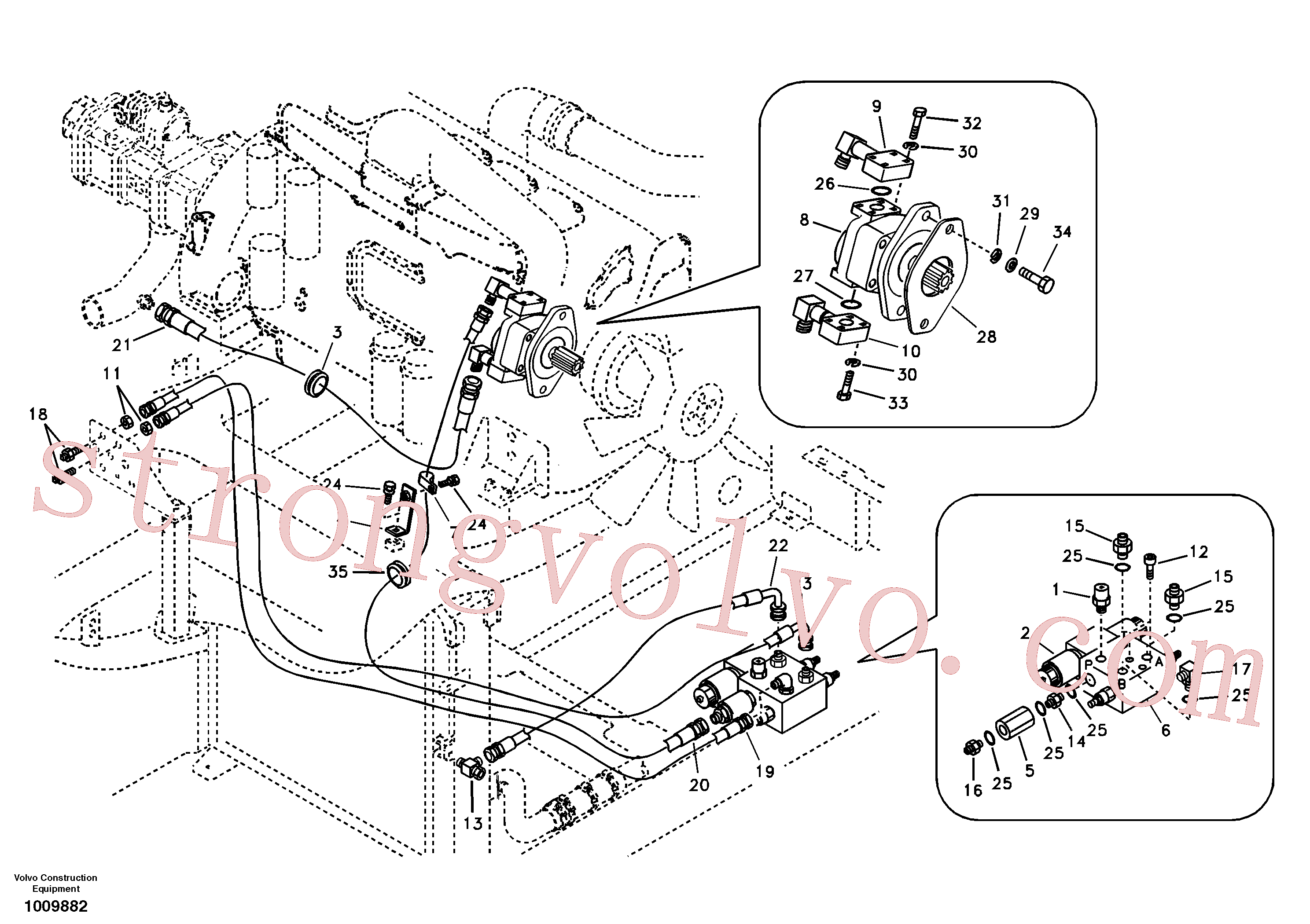VOE14505879 Volvo Hidráulica de serviço, inclinação e rotor na estrutura superior(1009882 Montagem)