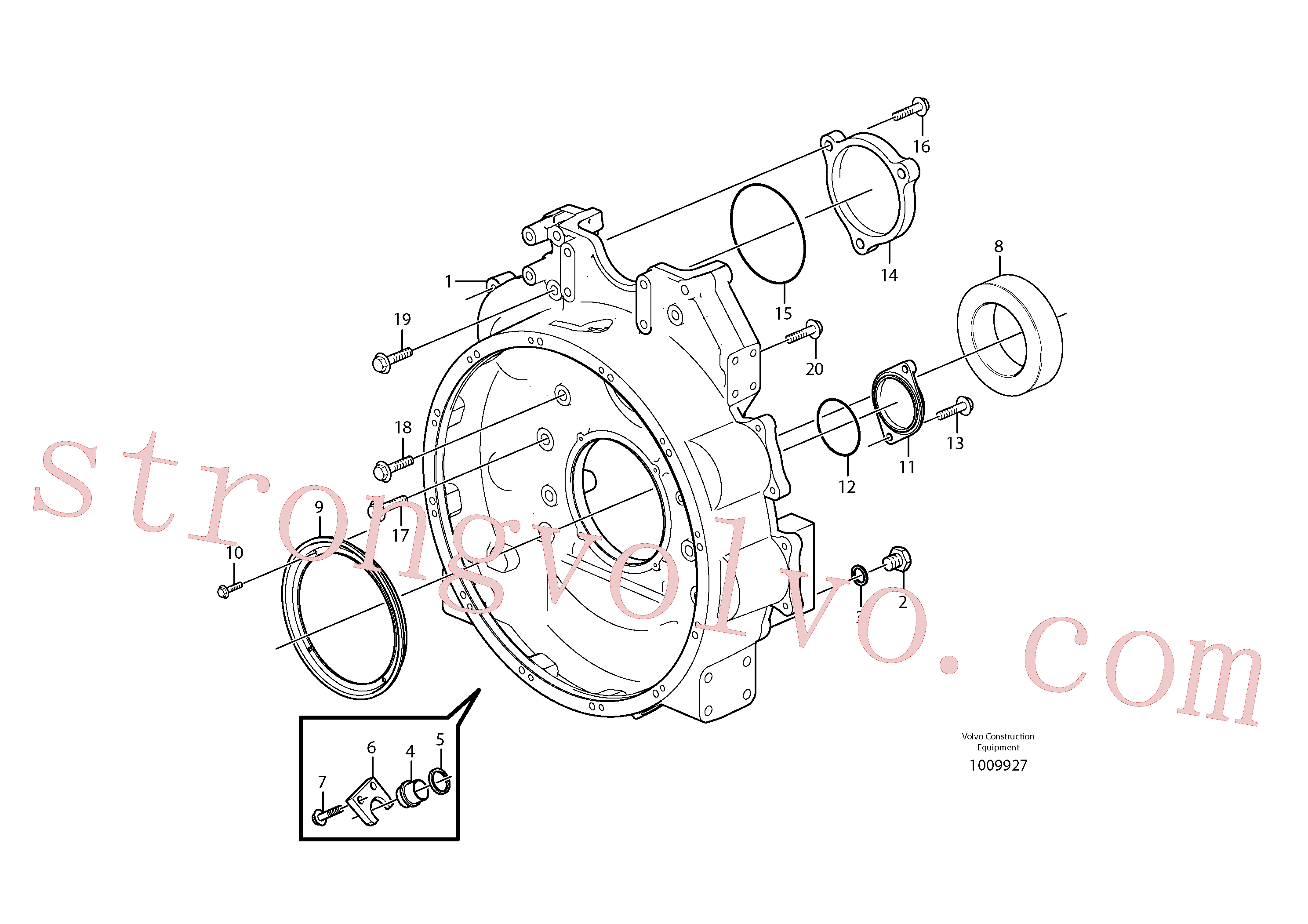 VOE13966369 Volvo Alojamento do volante do motor(1009927 Montagem)