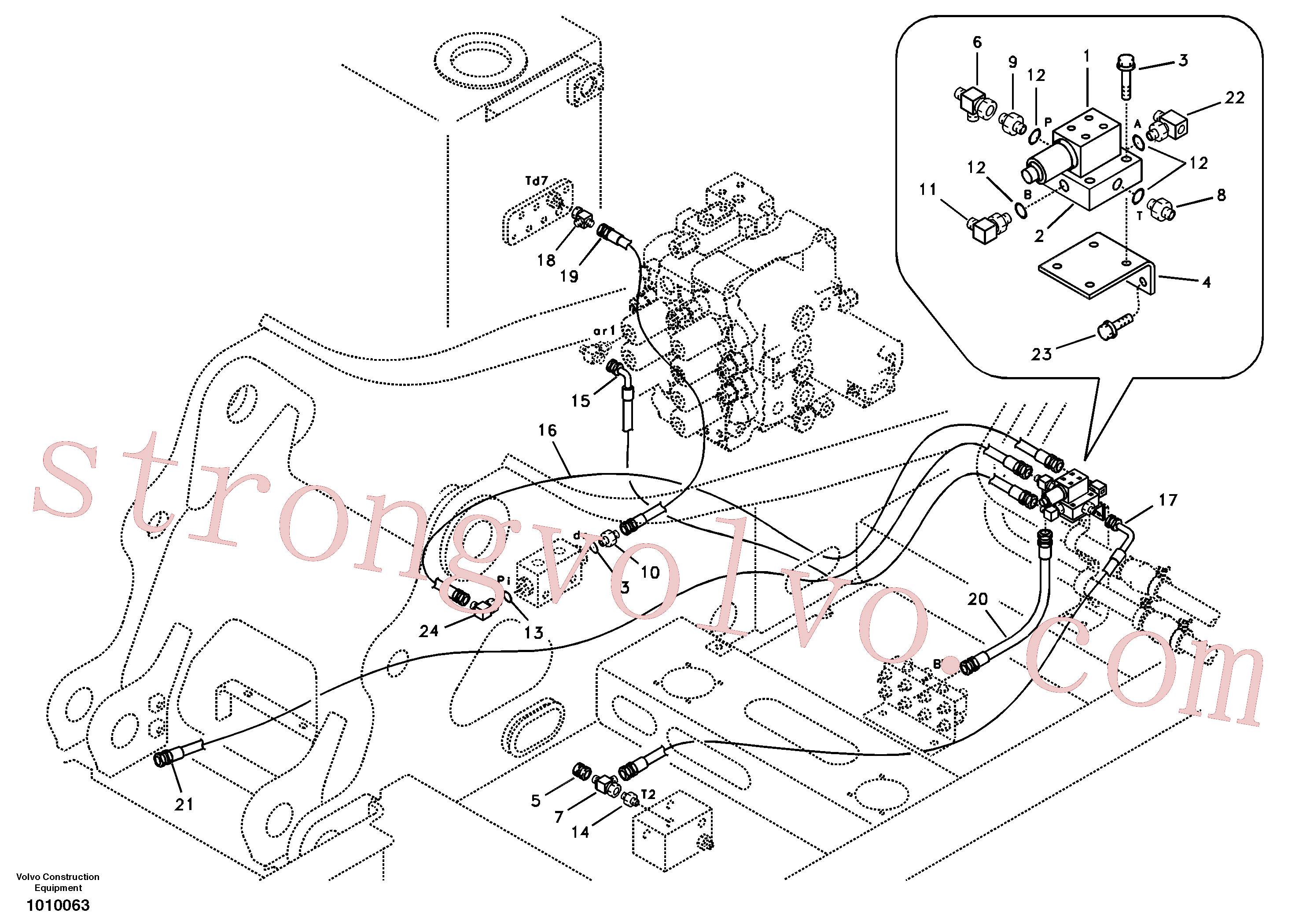 VOE14515003 Volvo Sistema servomotor, válvula de comando para válvula solenóide(1010063 Montagem)