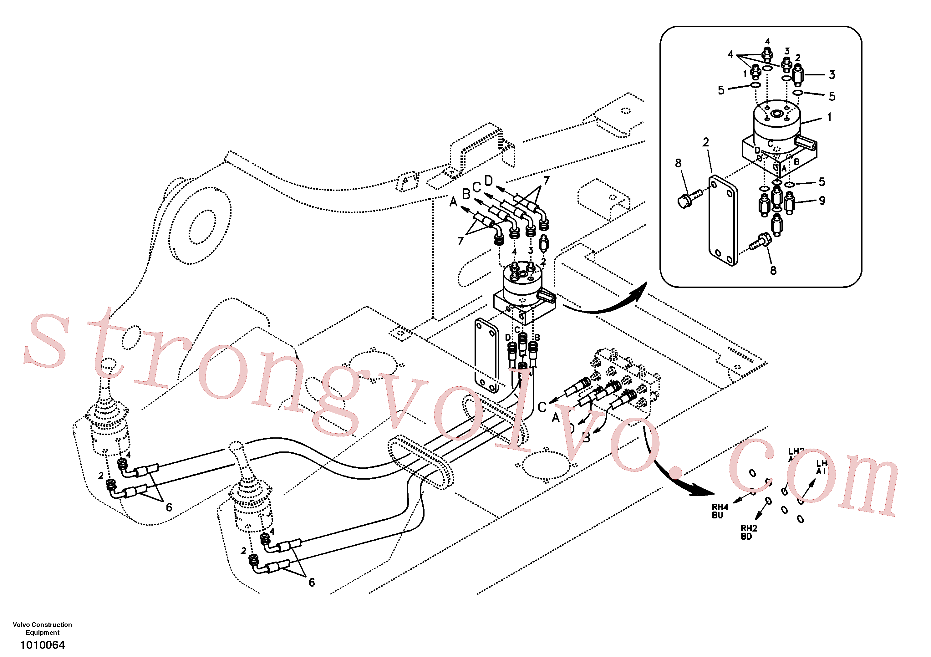 SA9453-03224 Volvo Sistema servomotor, mudança da função da alavanca(1010064 Montagem)