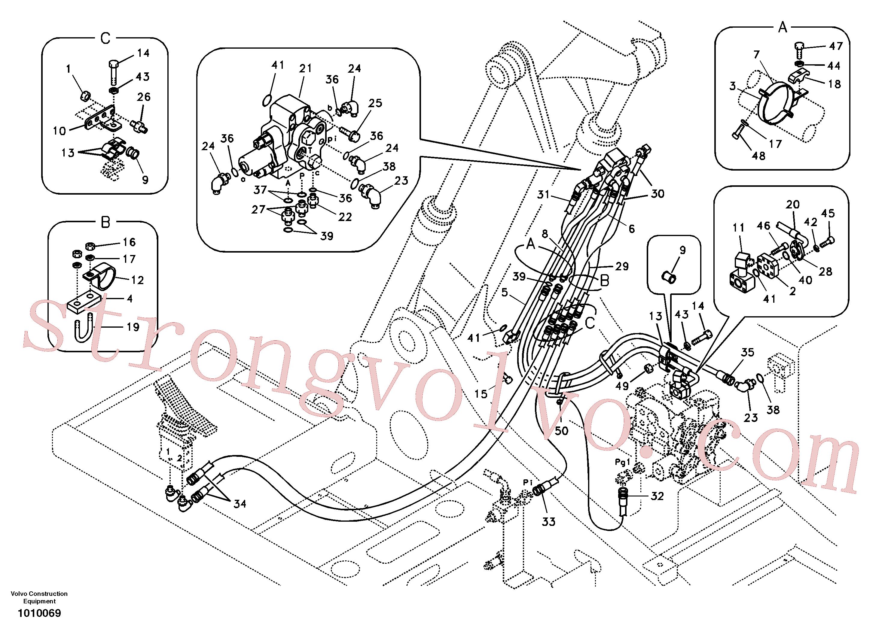 SA9451-02251 Volvo Hidráulica de serviço, cilindro da 2ª lança em lança ajustável(1010069 Montagem)