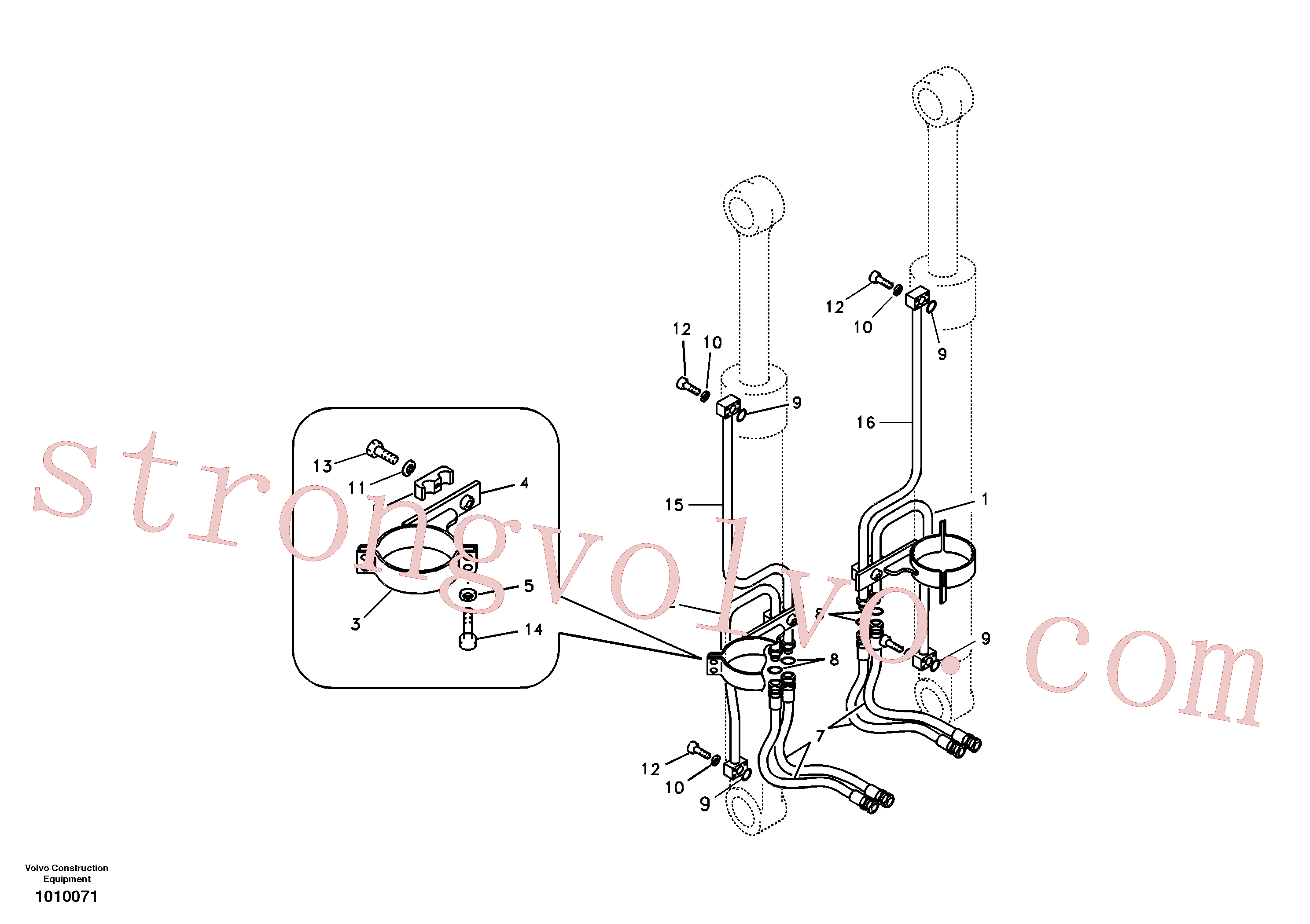 VOE936218 Volvo Hidráulica de serviço, cilindro da lança(1010071 Montagem)