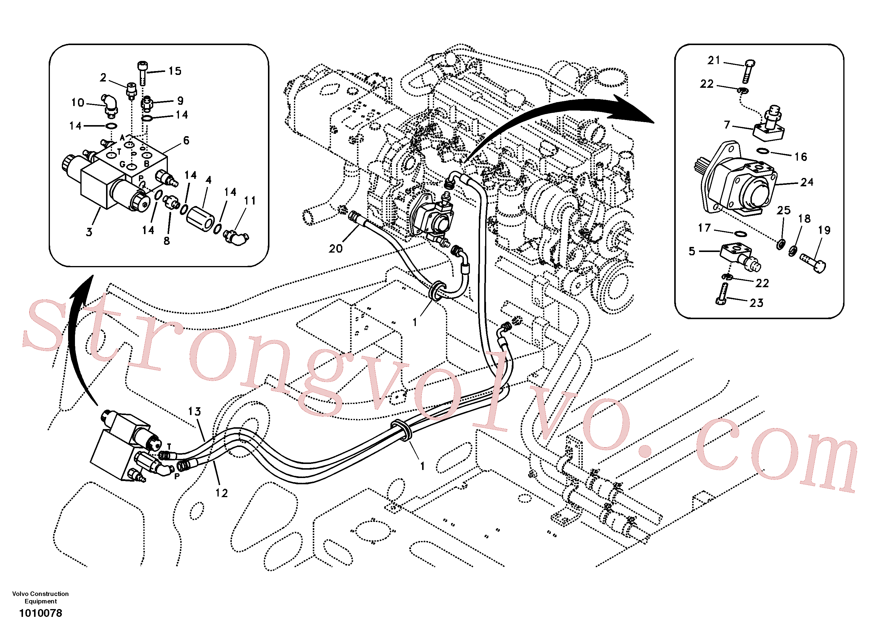 SA9452-03234 Volvo Hidráulica de serviço, inclinação e rotor na estrutura superior(1010078 Montagem)