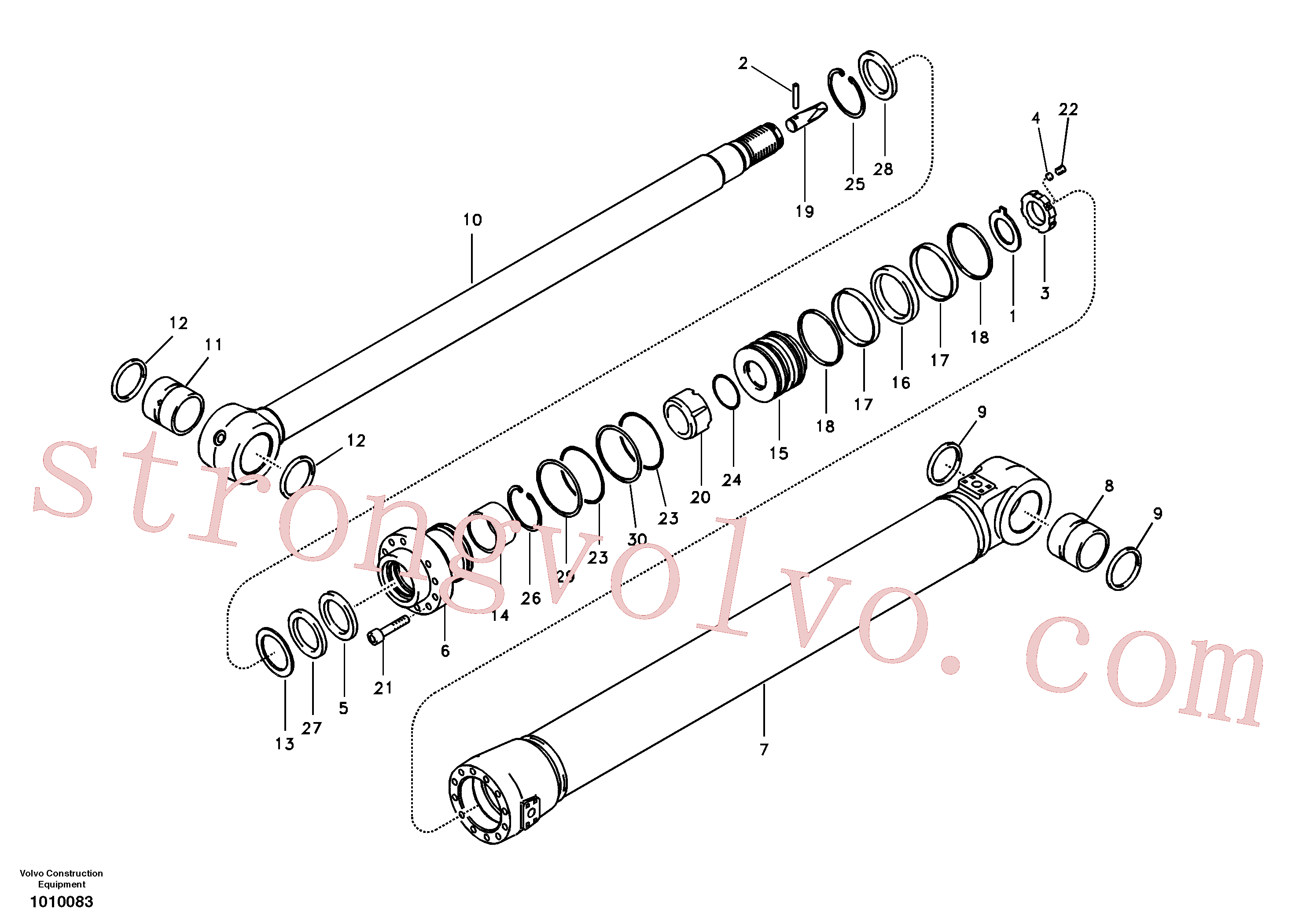 VOE14524049 Volvo Cilindro do braço de afundamento(1010083 Montagem)