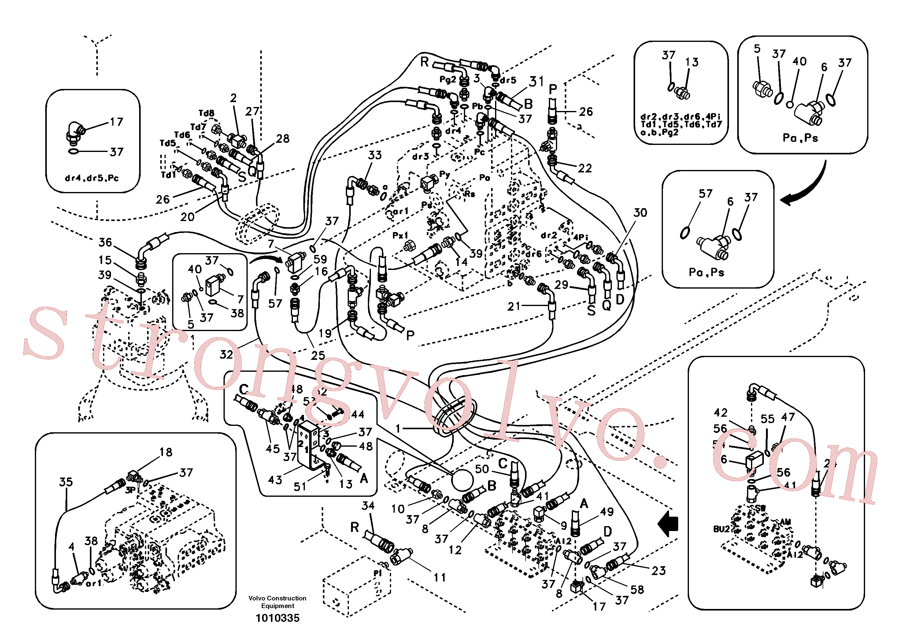 VOE14520633 Volvo Sistema servomotor, tubagem da válvula de comando(1010335 Montagem)