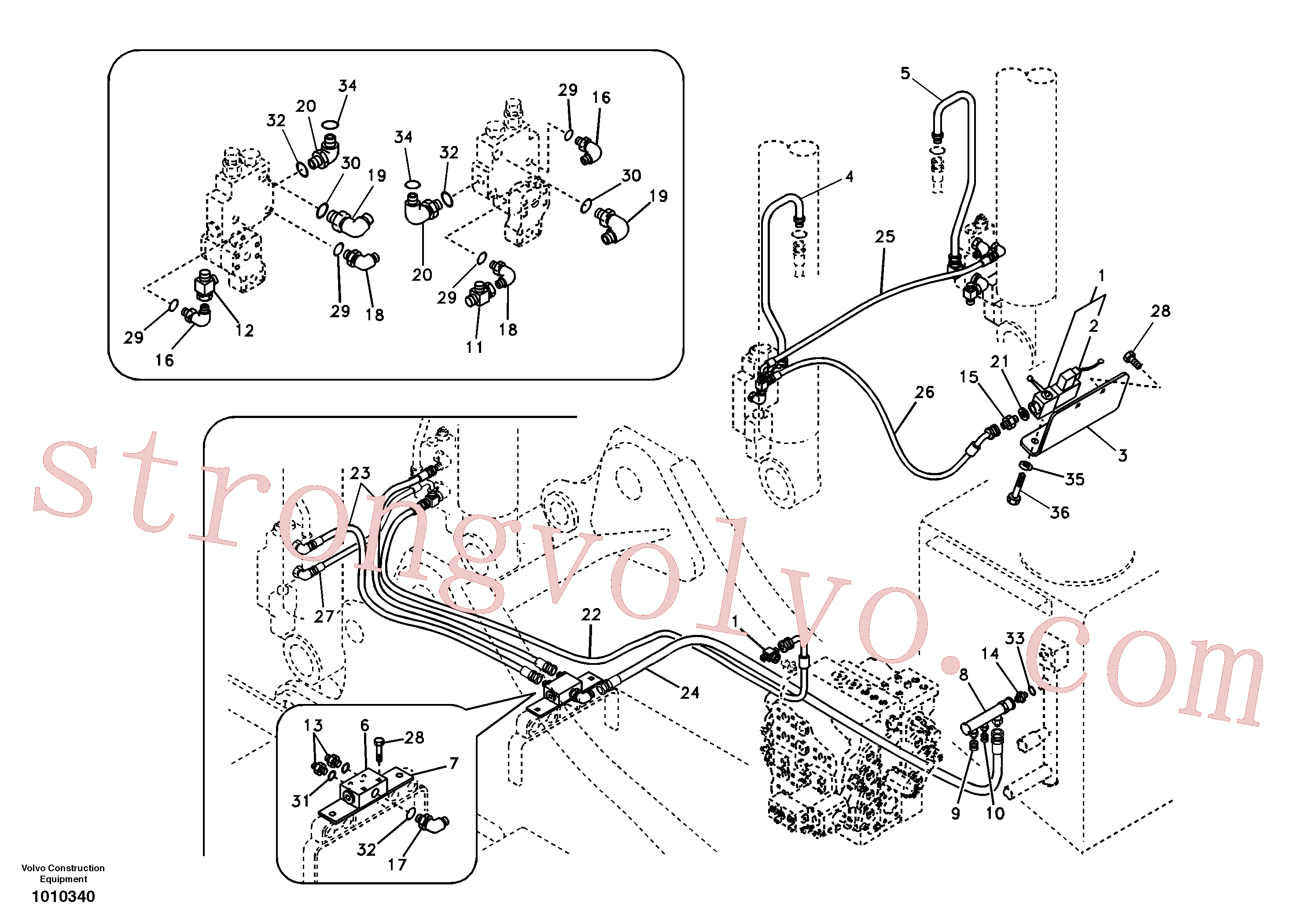 VOE14531143 Volvo Hidráulica de serviço, ruptura da lança(1010340 Montagem)