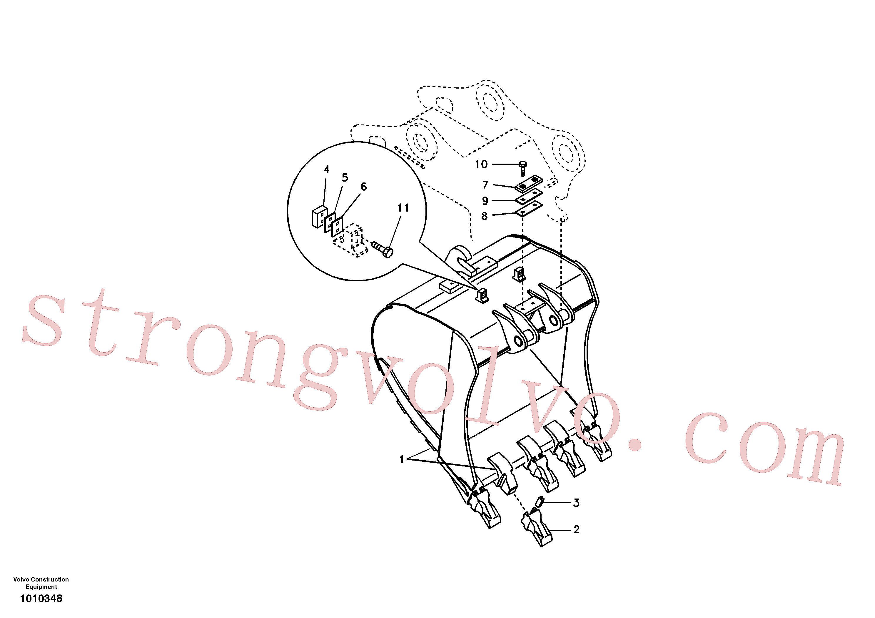 SA1171-89540 Volvo Baldes para Quickfit (engate rápido)(1010348 Montagem)