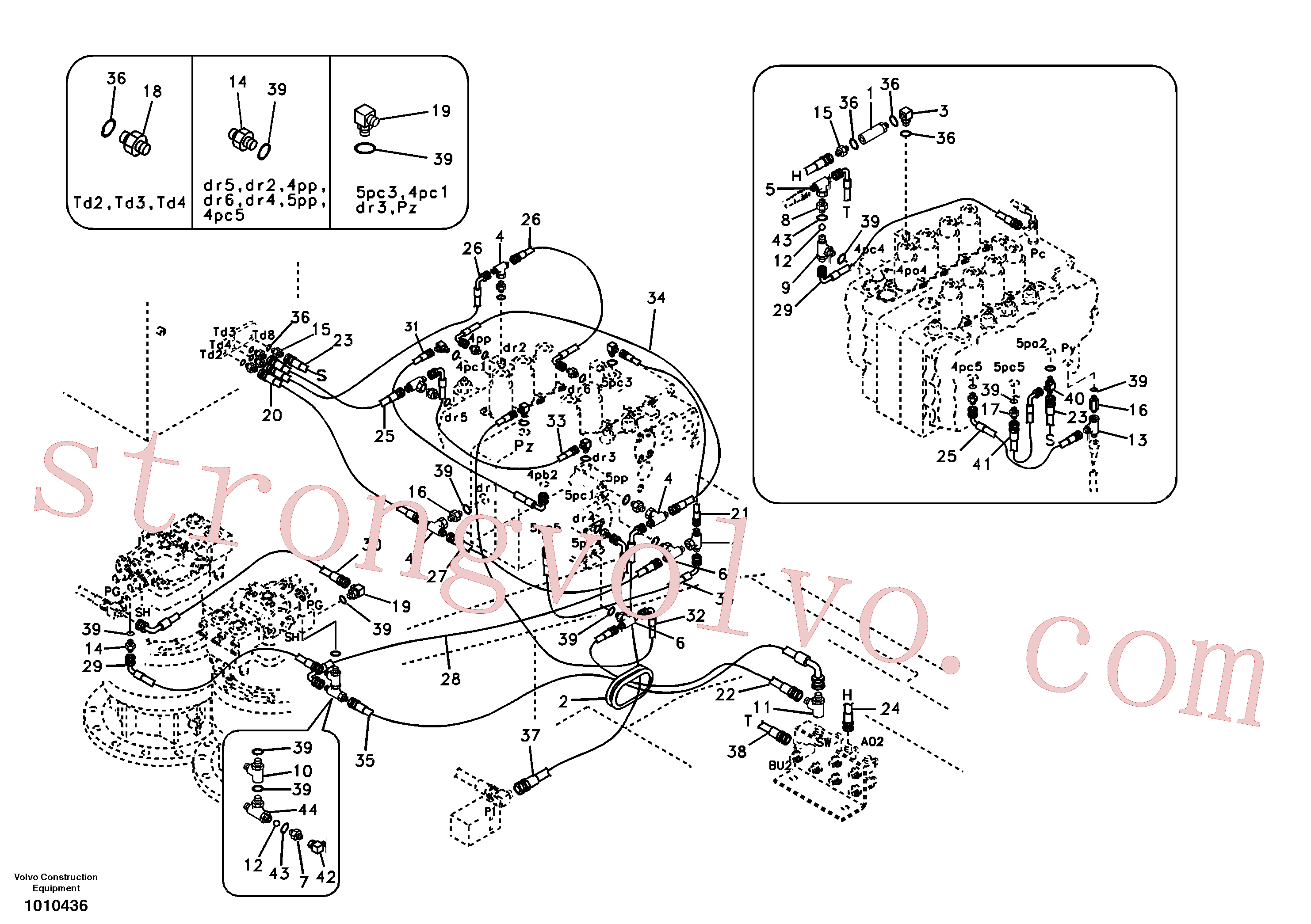 SA9451-02219 Volvo Sistema servomotor, tubagem da válvula de comando(1010436 Montagem)