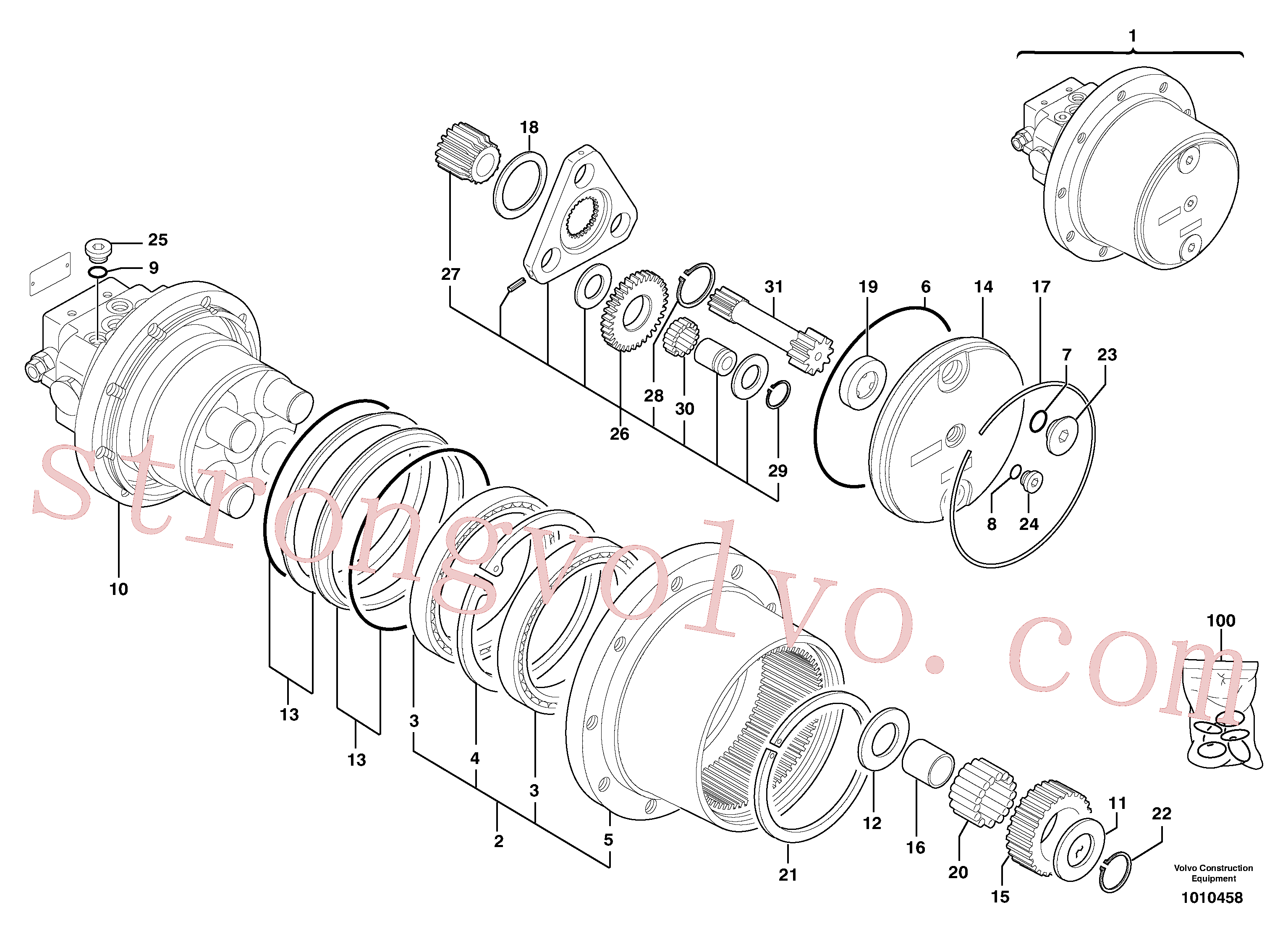 PJ7414585 Volvo Motor de curso hidráulico(1010458 Montagem)