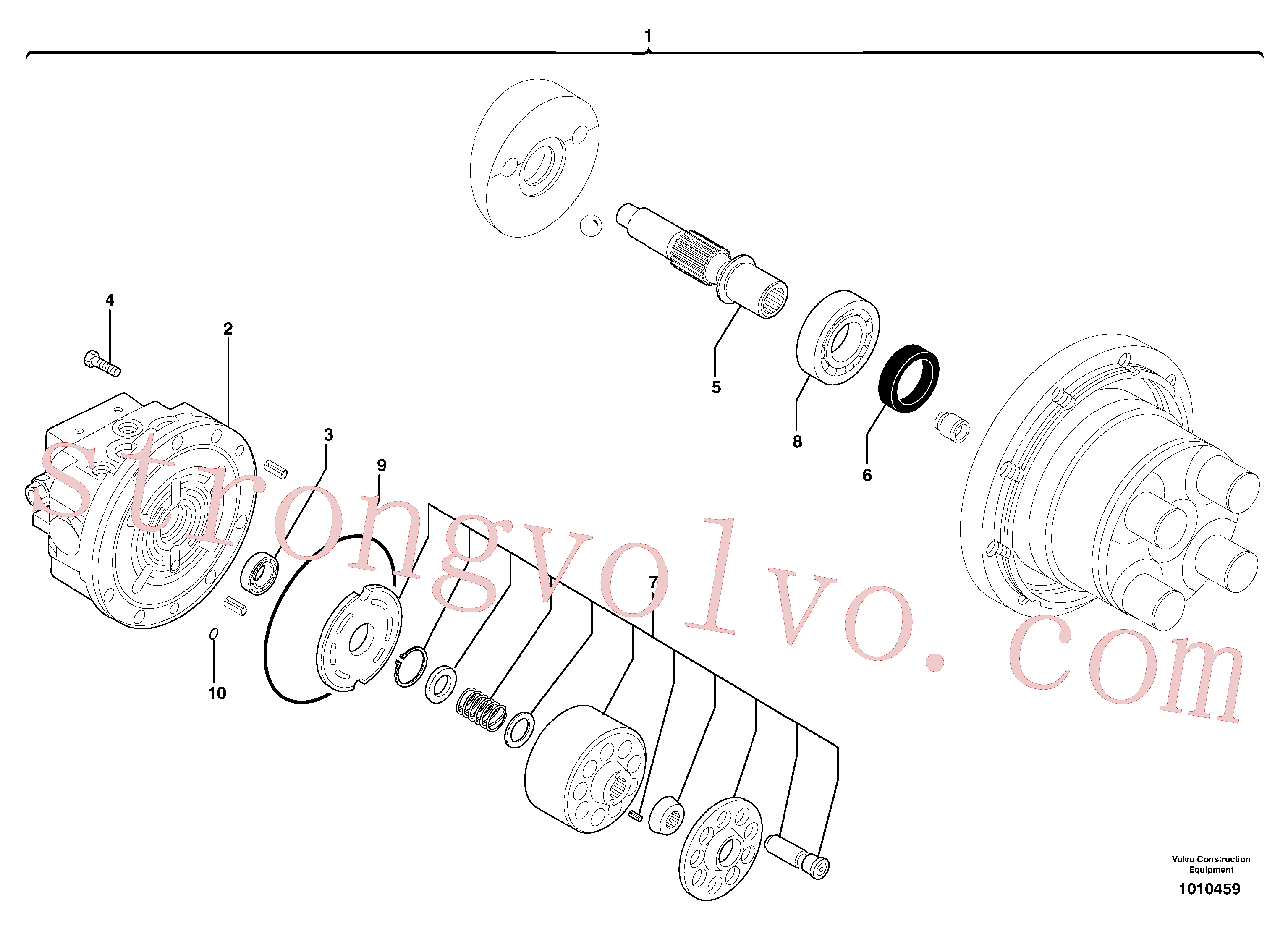 PJ7414614 Volvo Conjunto do motor da engrenagem de curso / sem travão(1010459 Montagem)