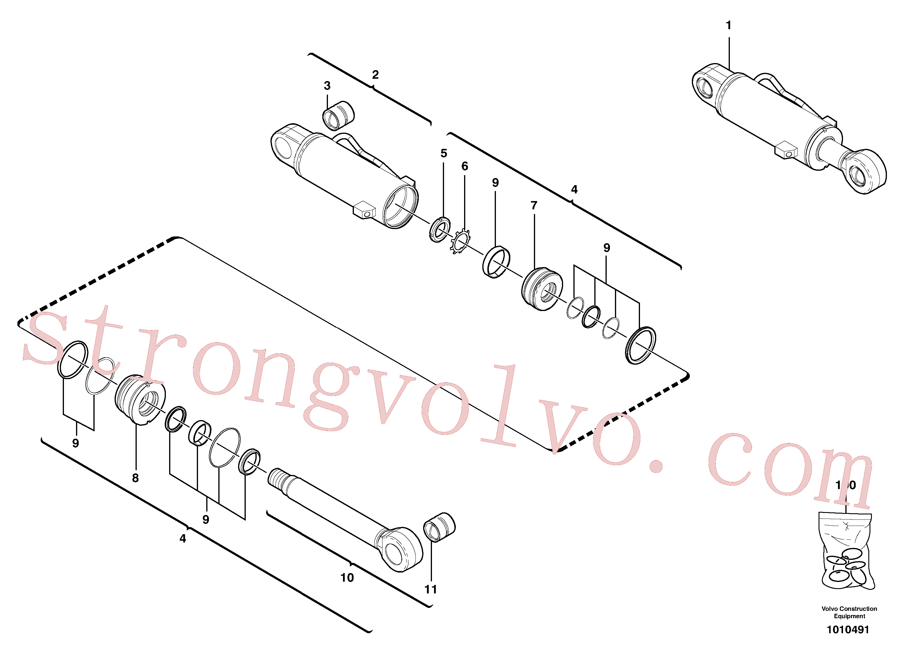 VOE11988921 Volvo Cilindro da lâmina niveladora(1010491 Montagem)