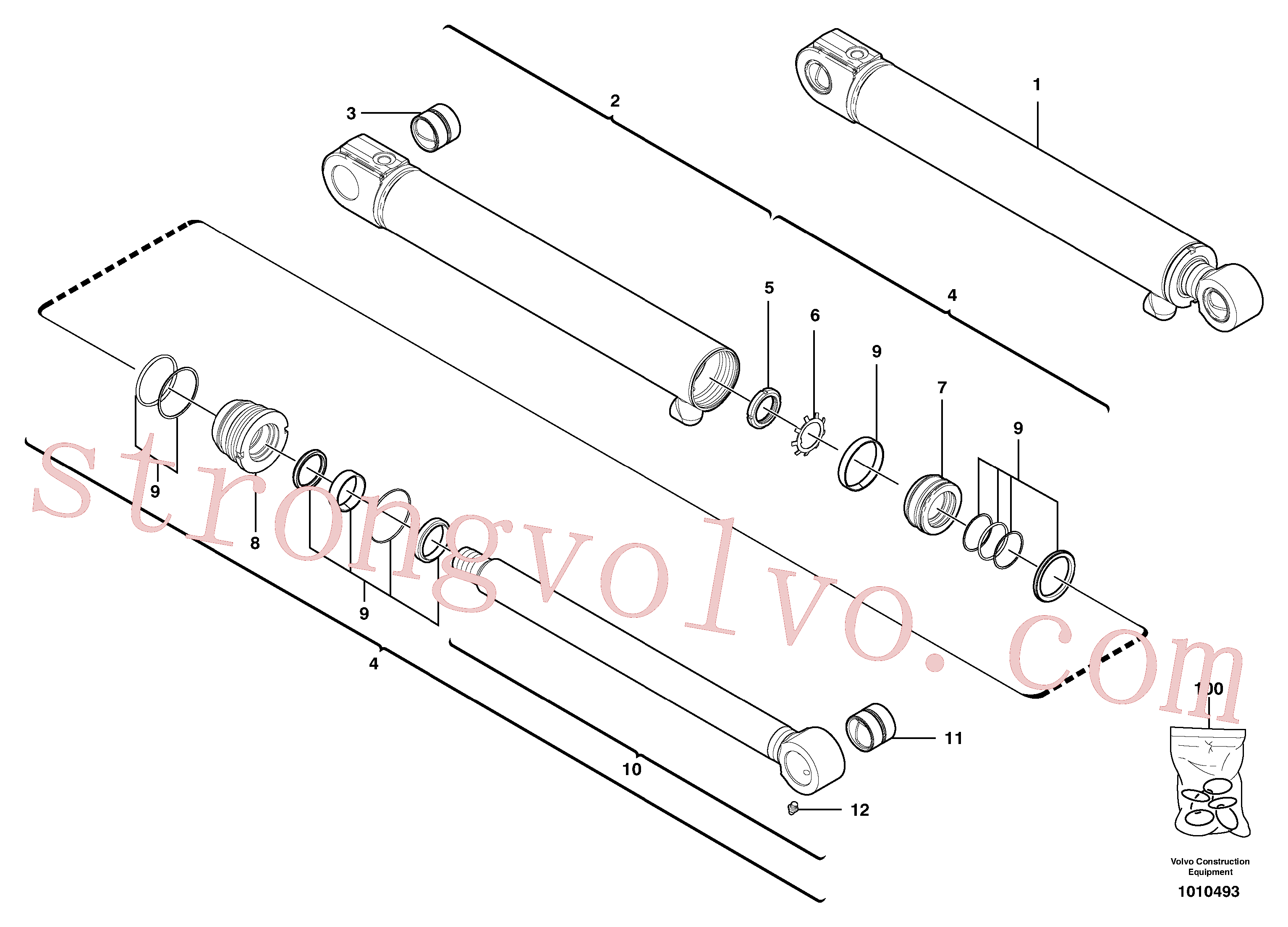 Atacado VOE11801920 Cilindro hidráulico Volvo escavadeira