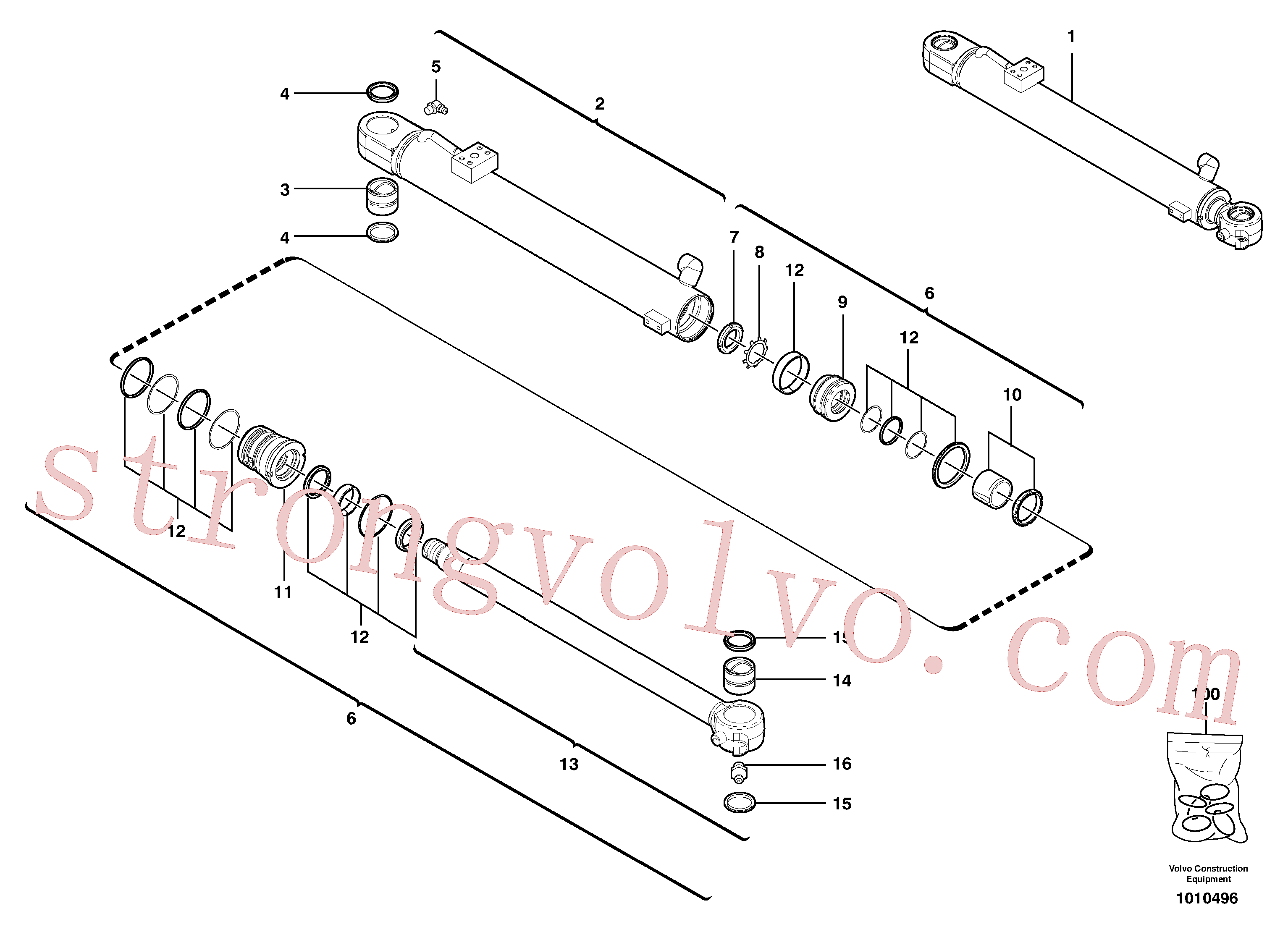 VOE11988949 Volvo Cilindro da lança(1010496 Montagem)