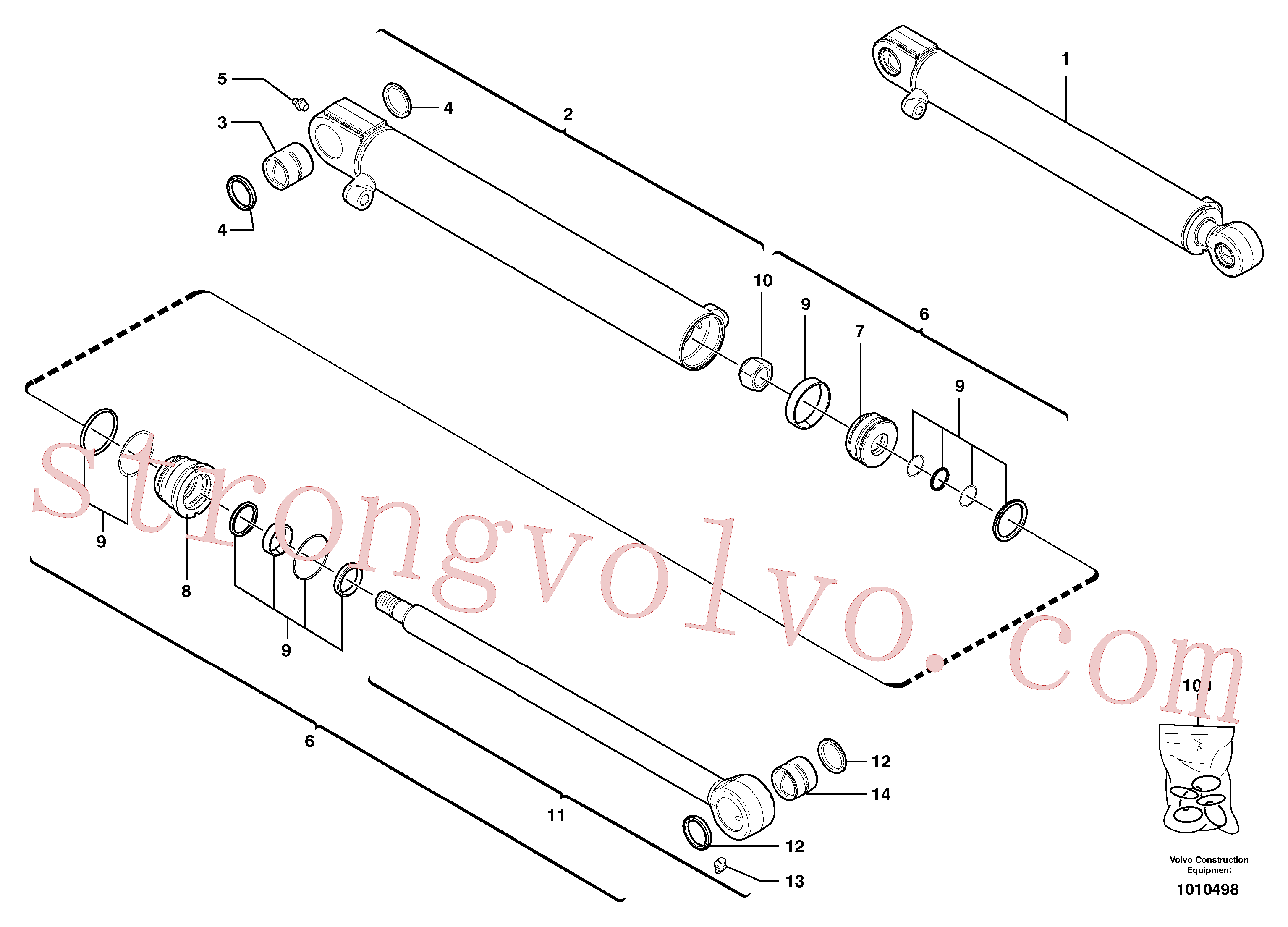 VOE11988480 Volvo Cilindro do braço de afundamento(1010498 Montagem)